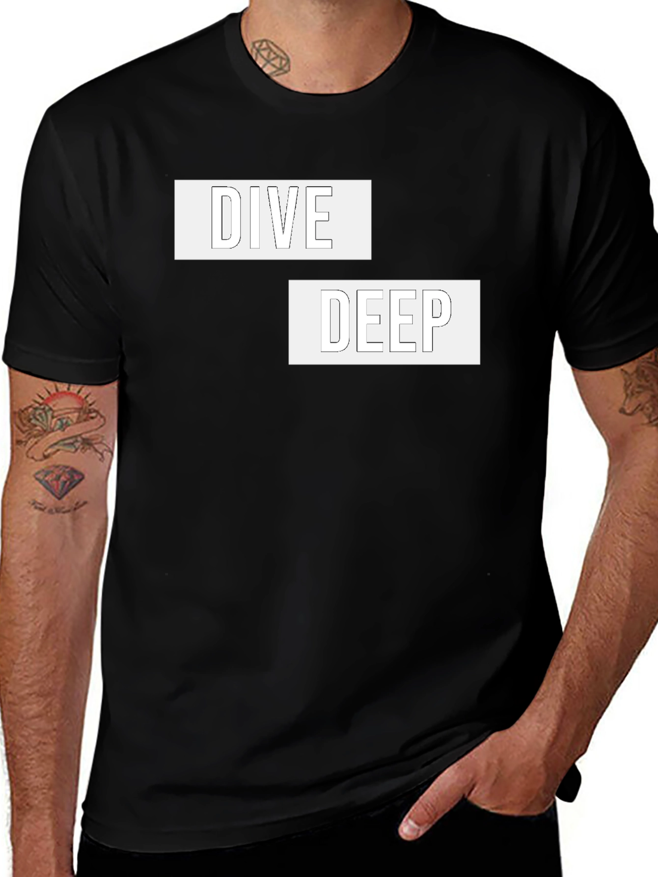 Dive Deep Graphic Tee - Black Cotton Comfort