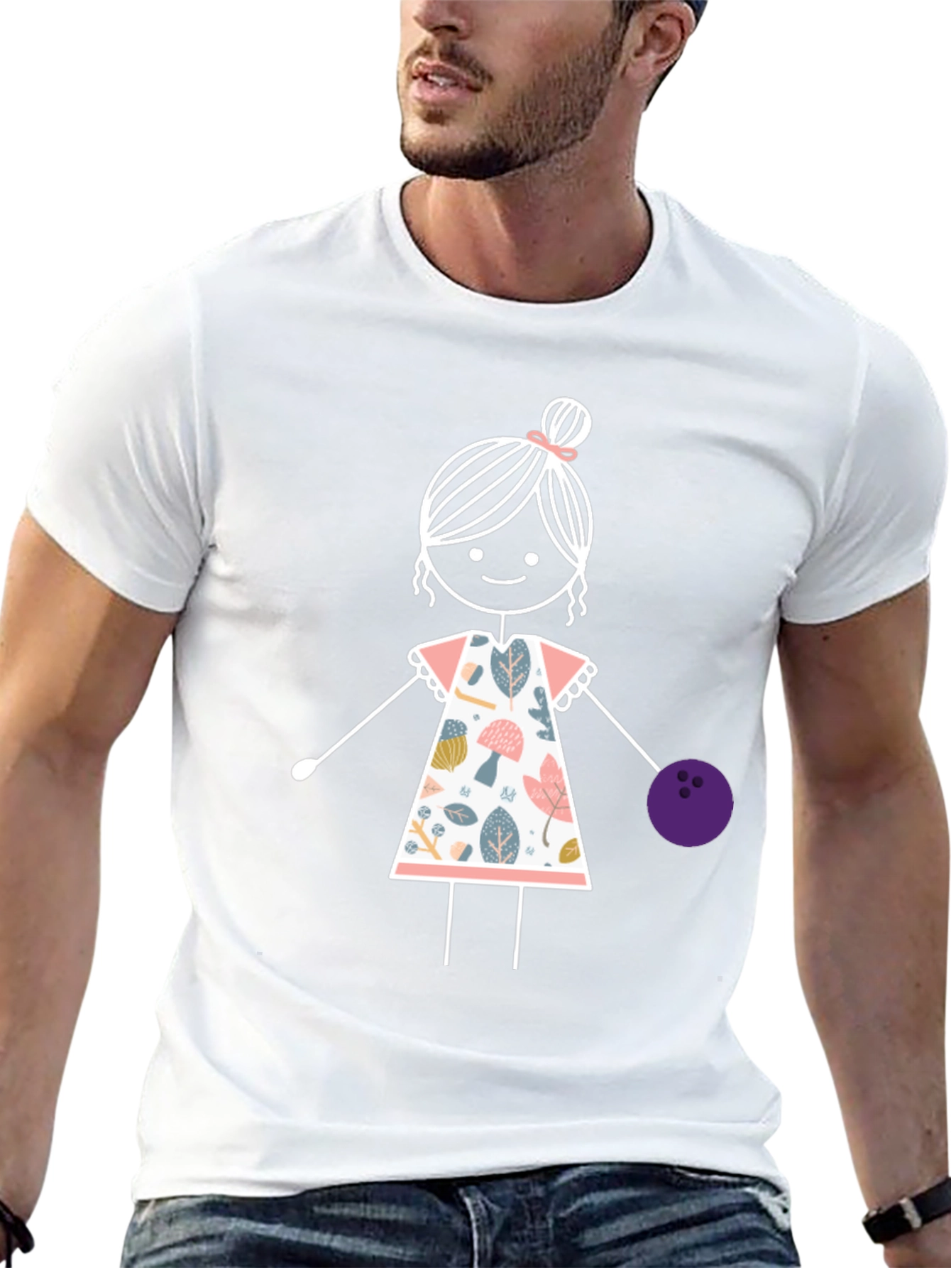 Girl Bowling T-Shirt: Fun Floral Design