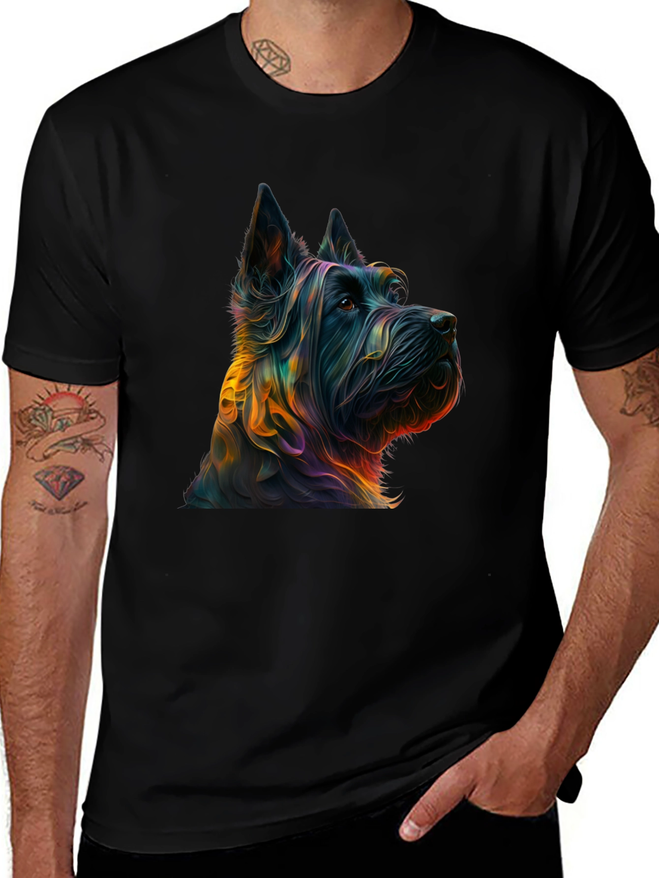 Dog Breed Graphic Print Black Tee