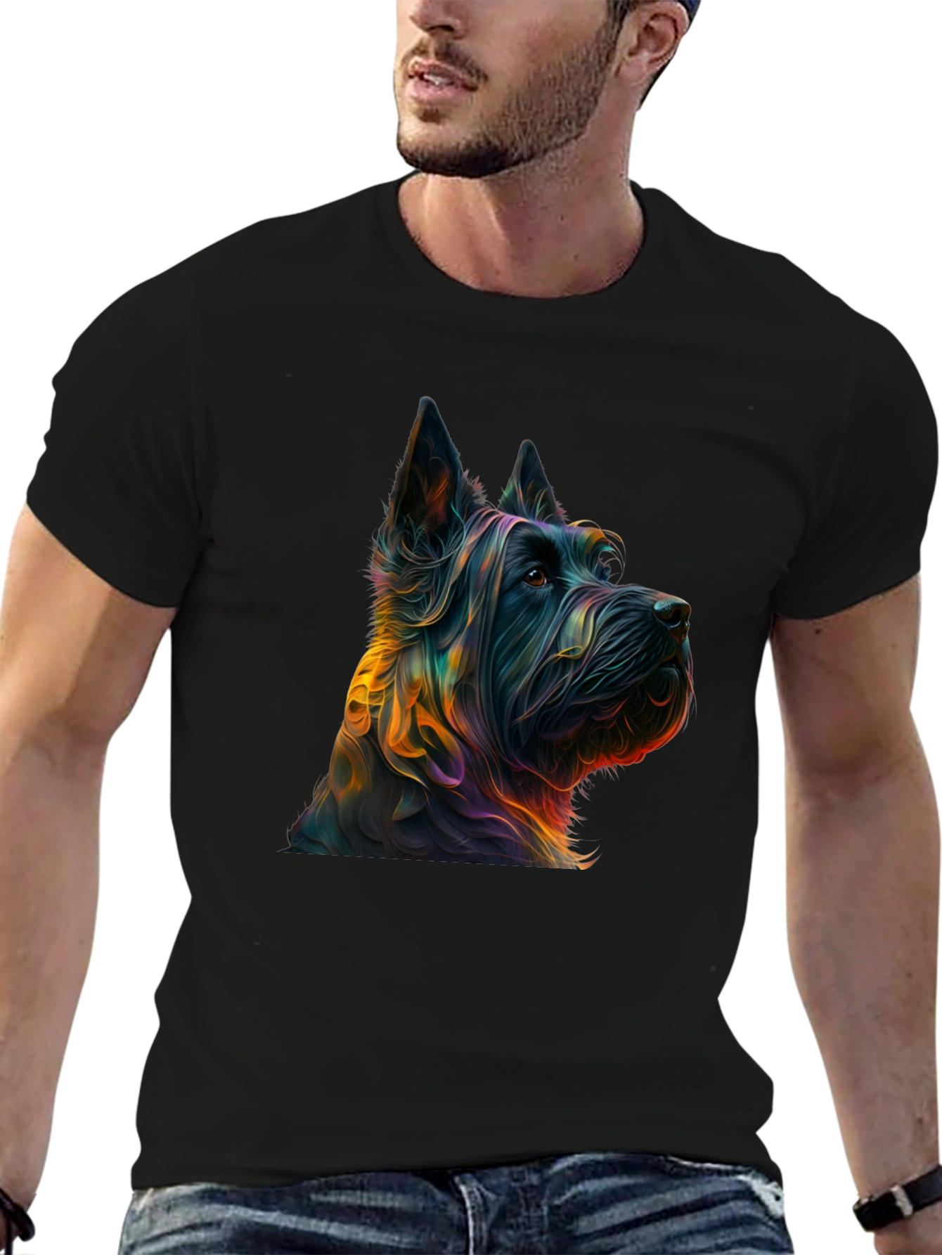 Dog Breed Graphic Print Black Tee