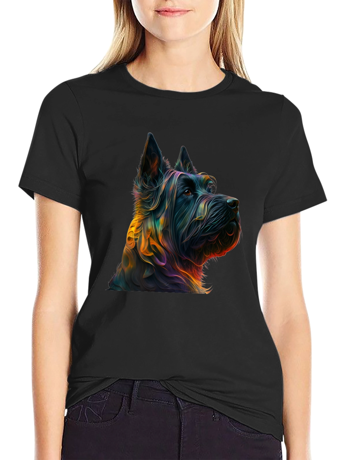 Dog Breed Graphic Print Black Tee