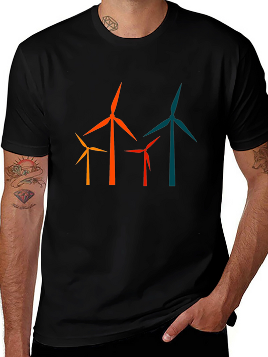Wind Turbine Graphic Tee - Modern Energy T-Shirt