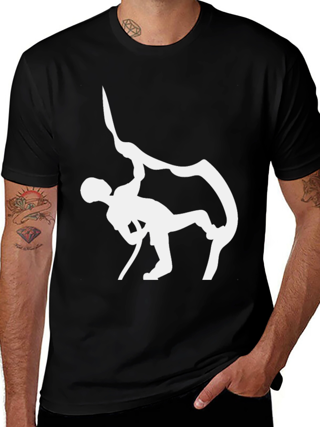 Climbing Graphic Tee - Black Cotton Comfort