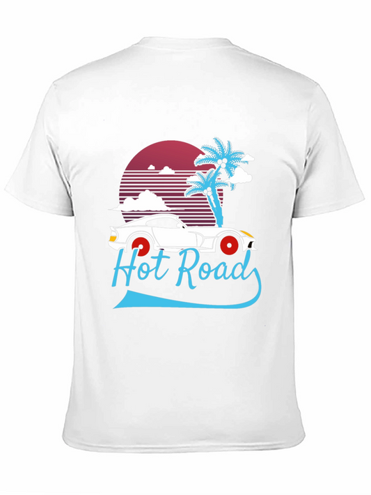 Retro Hot Rod T-Shirt - Classic Car & Palm Tree Design