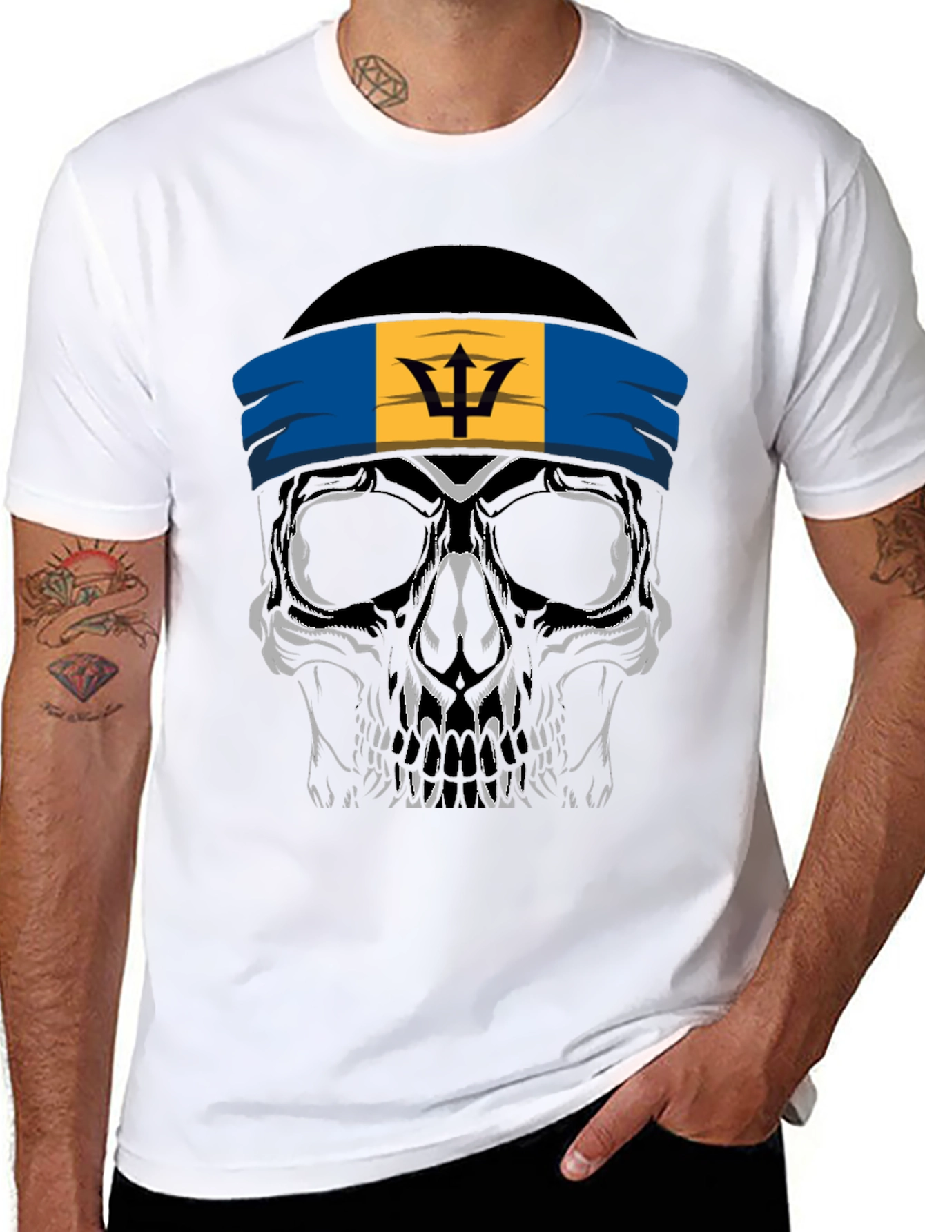 Barbados Skull Graphic T-Shirt - Cool Casual Tee