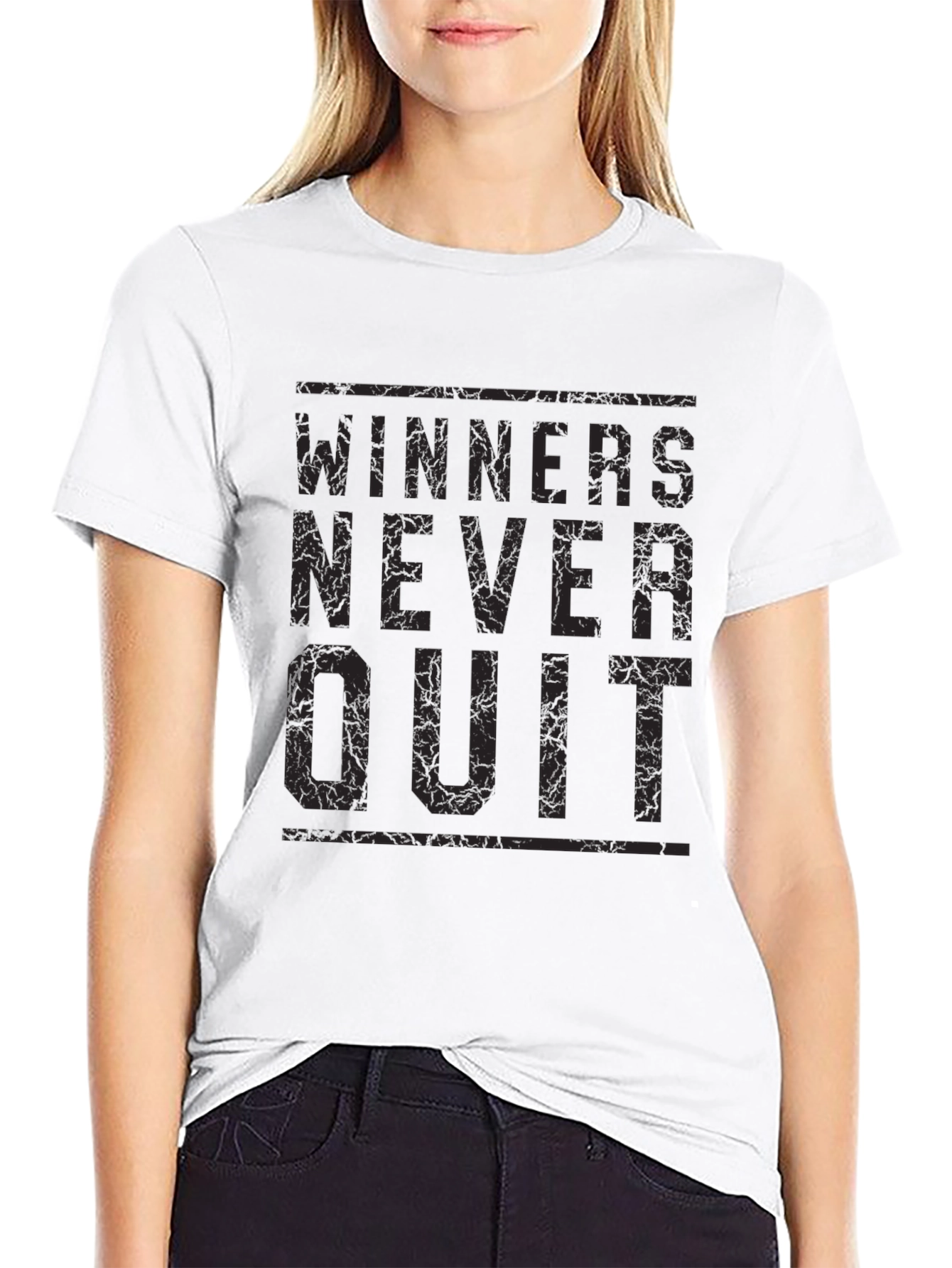 Winners Never Quit Graphic Tee - Motivational T-Shirt