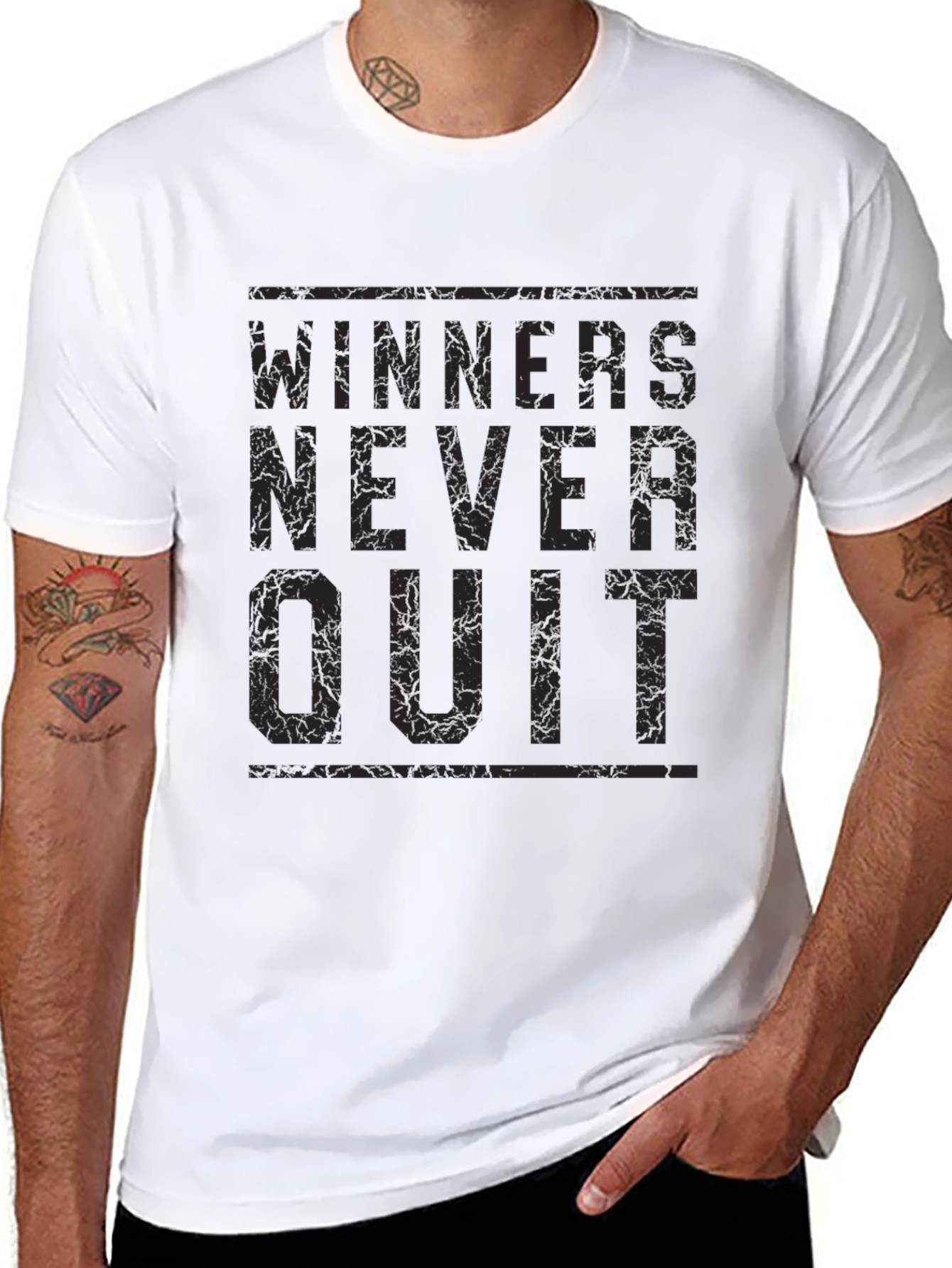 Winners Never Quit Graphic Tee - Motivational T-Shirt