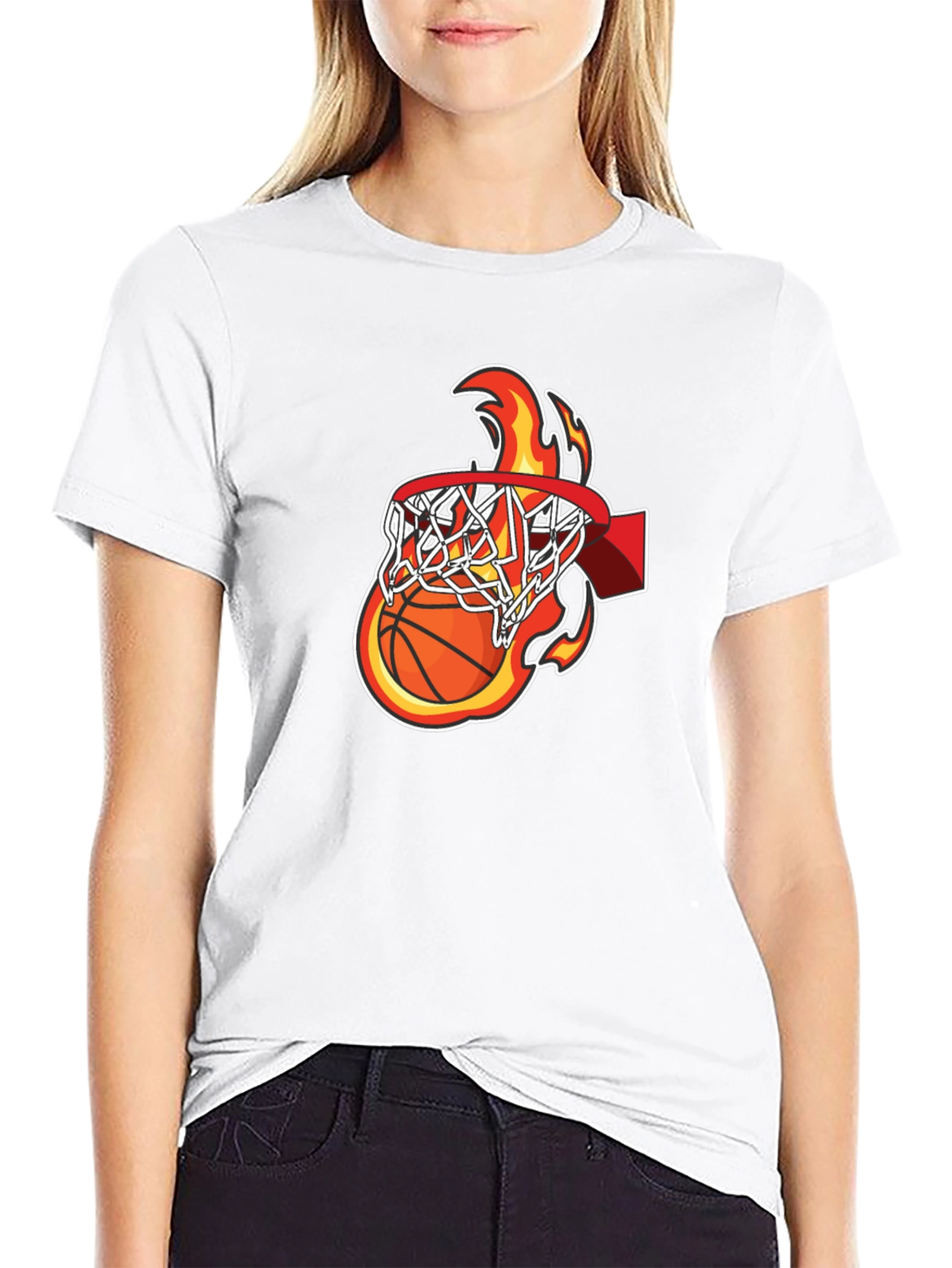 Basketball on Fire Graphic T-Shirt
