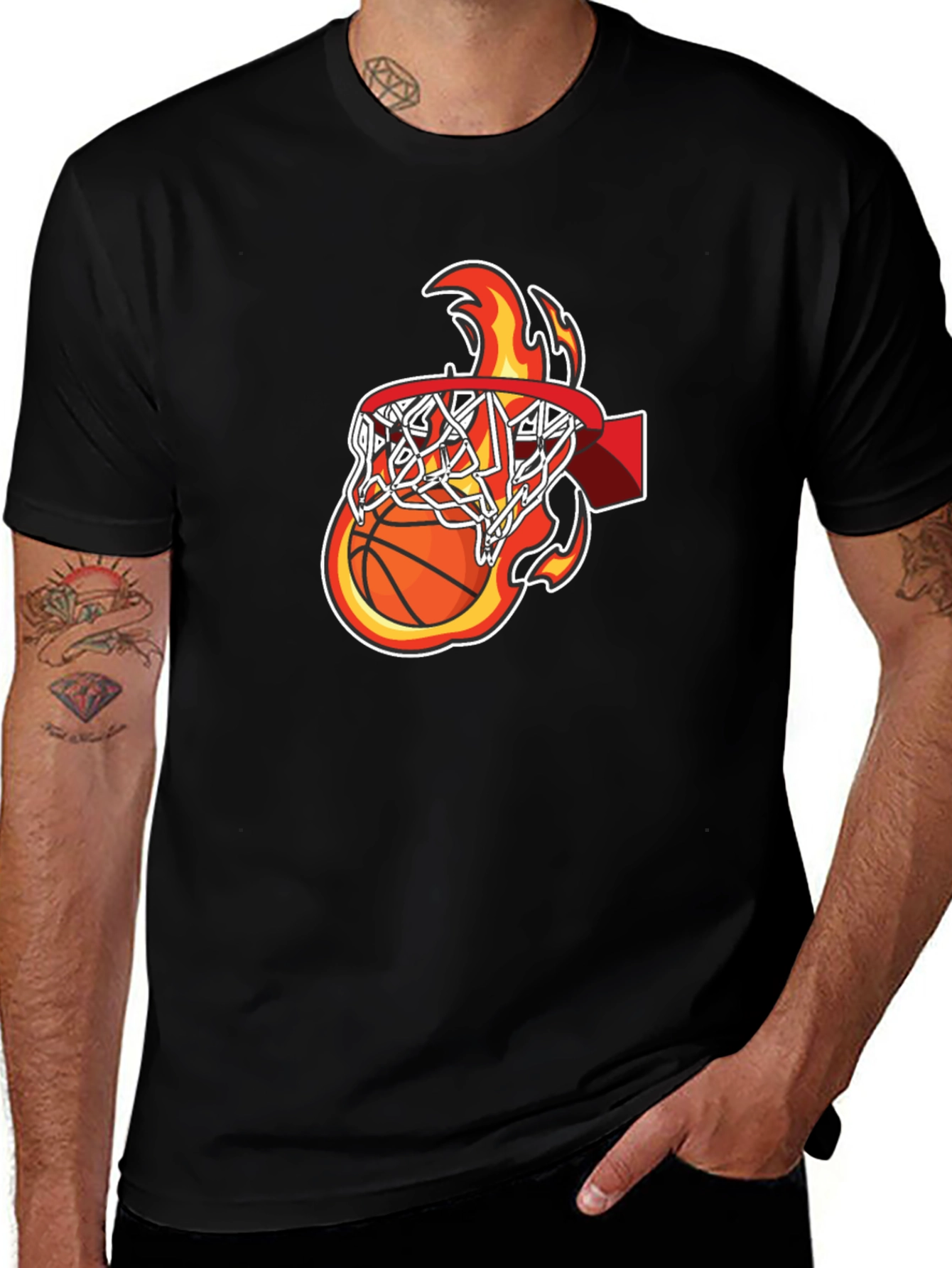 Basketball on Fire Graphic T-Shirt