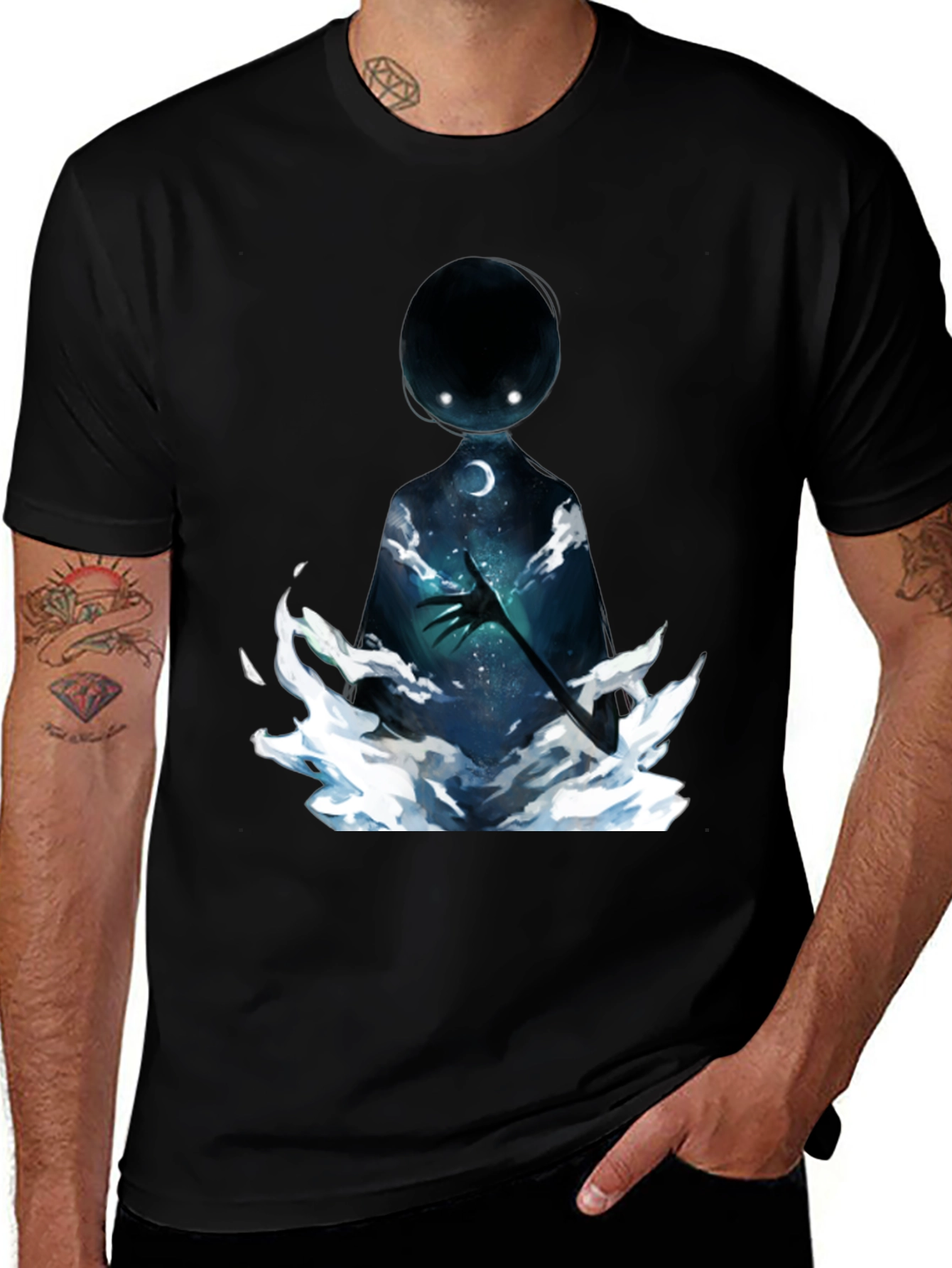 Unique Graphic Print Black T-Shirt