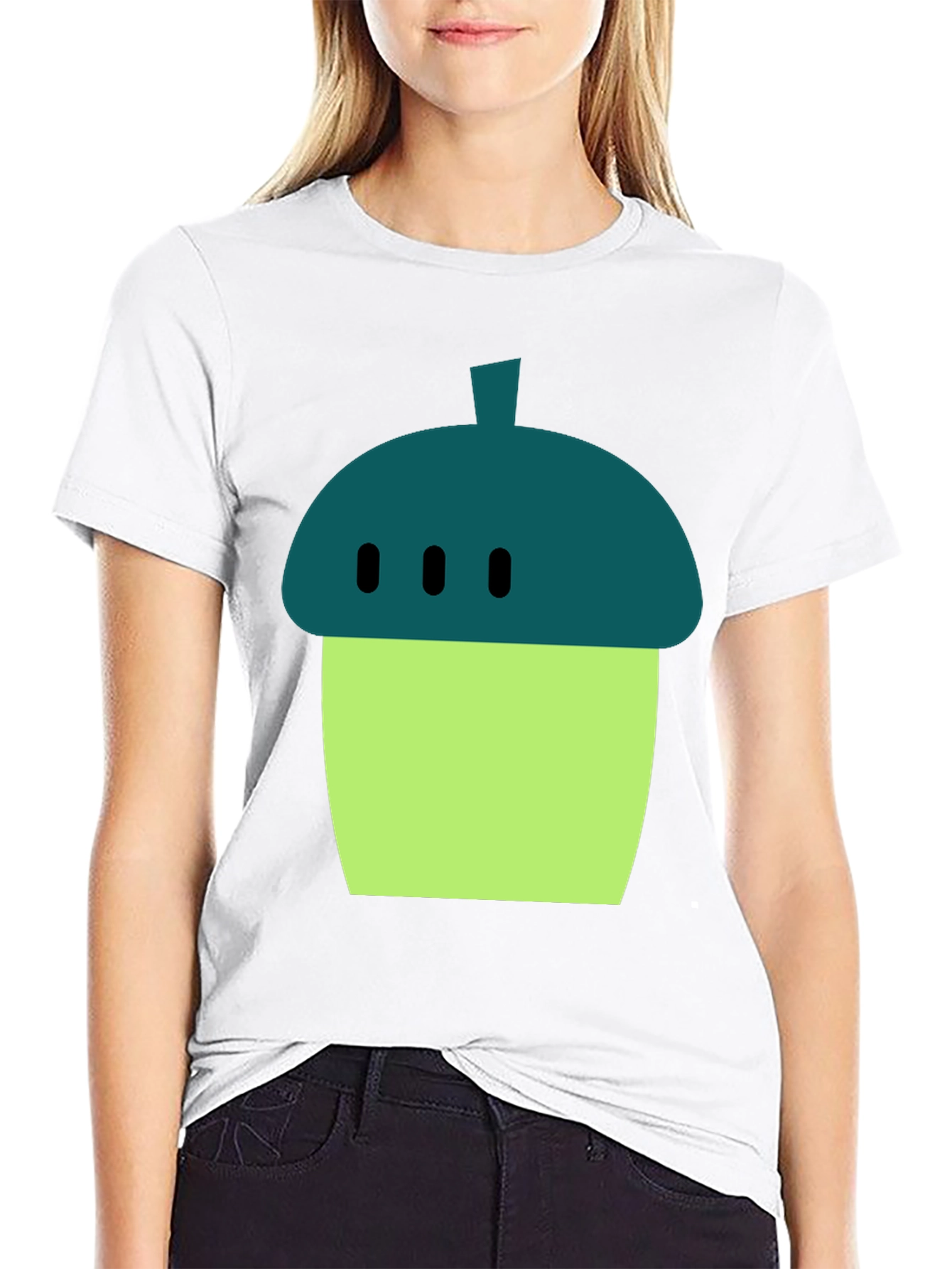 Acorn Cartoon Graphic Black T-Shirt
