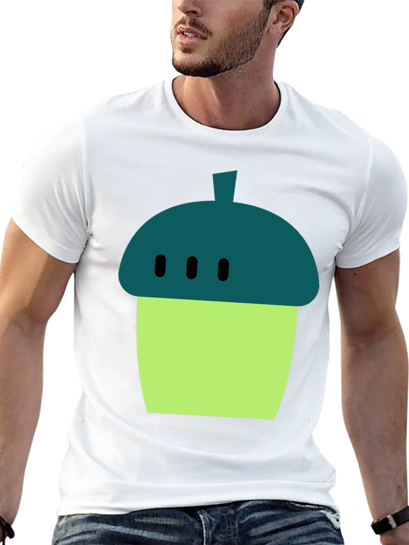 Acorn Cartoon Graphic Black T-Shirt