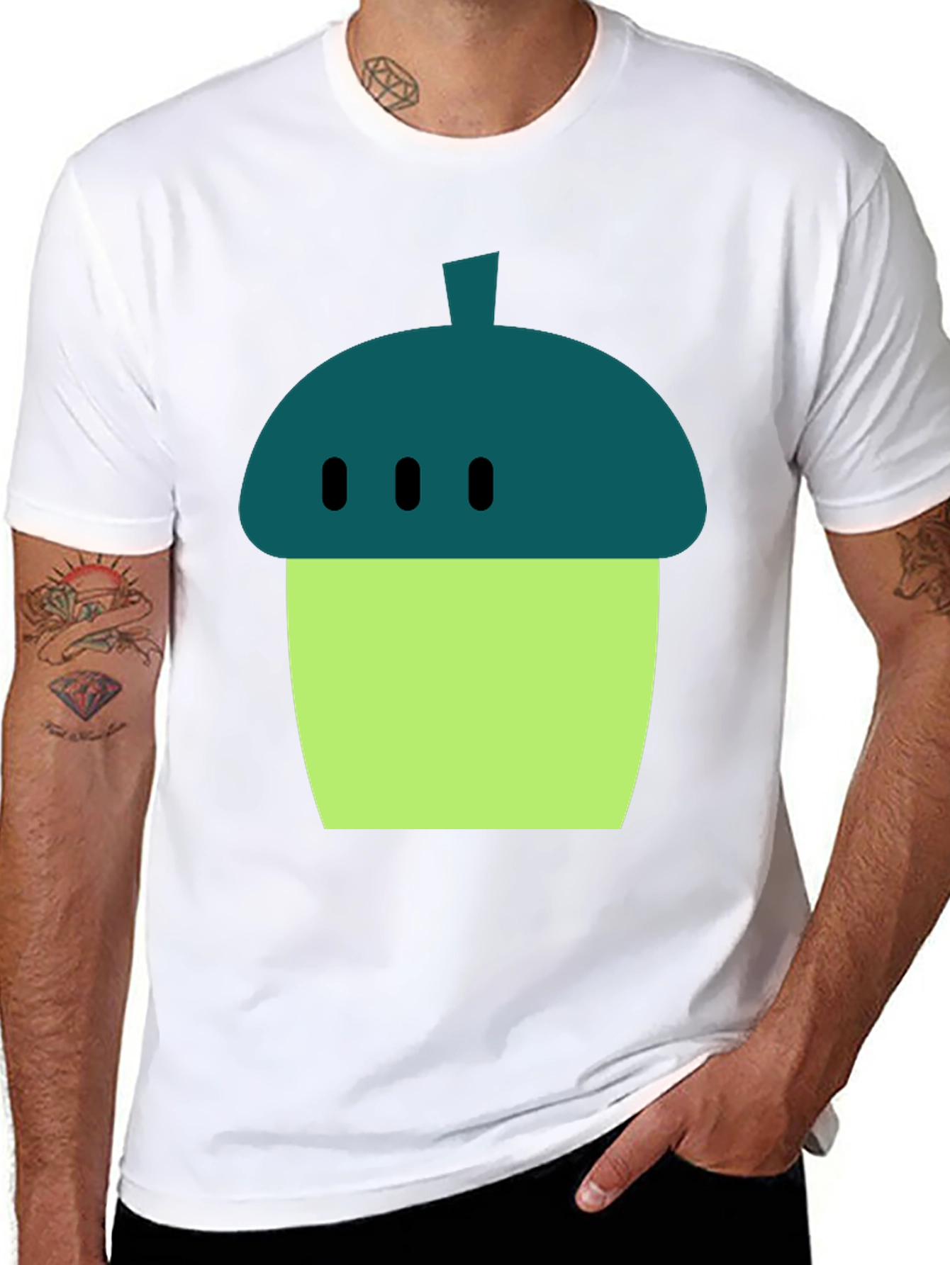 Acorn Cartoon Graphic Black T-Shirt