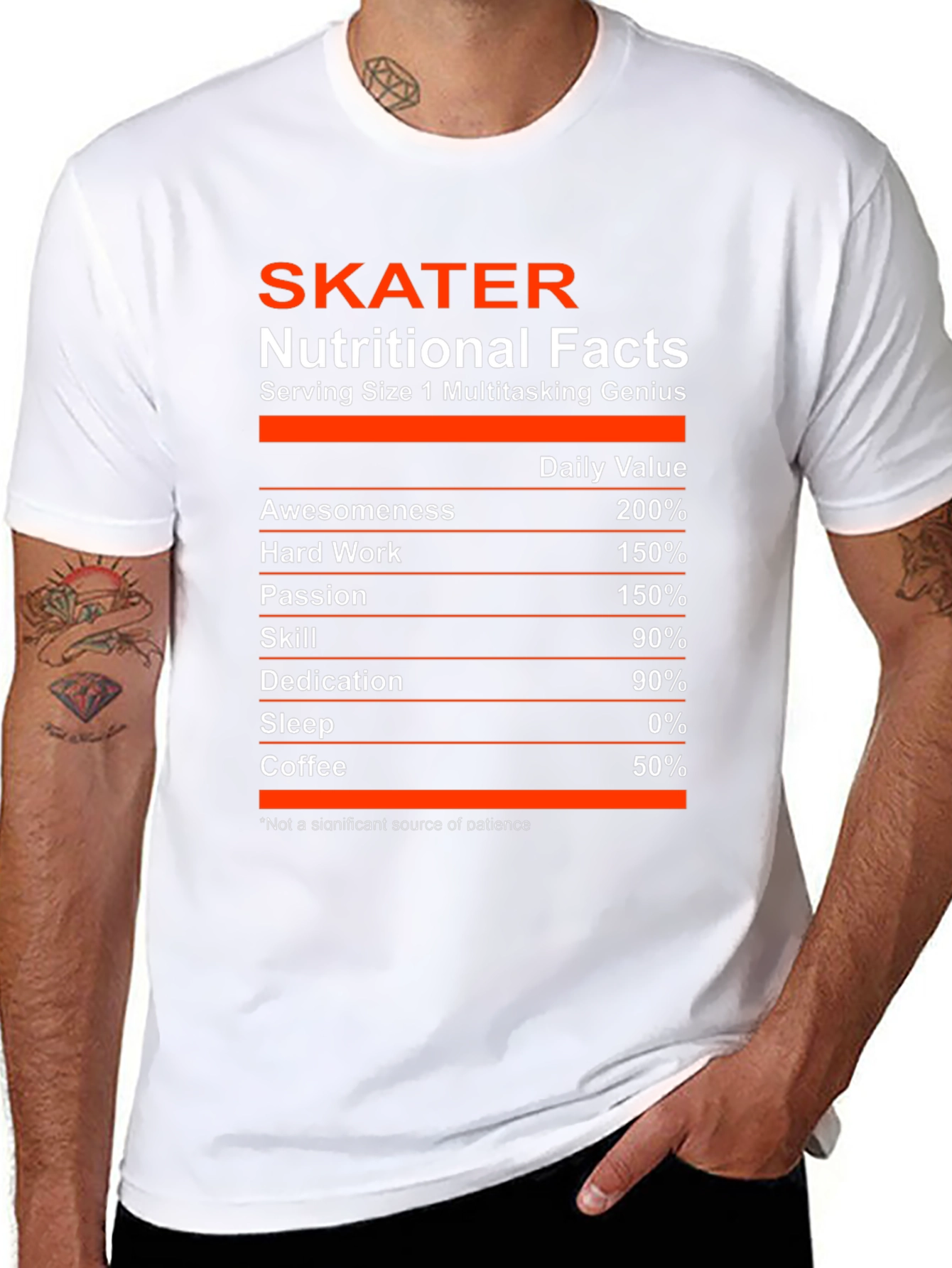 Skater Nutritional Facts T-Shirt - Multitasking Genius