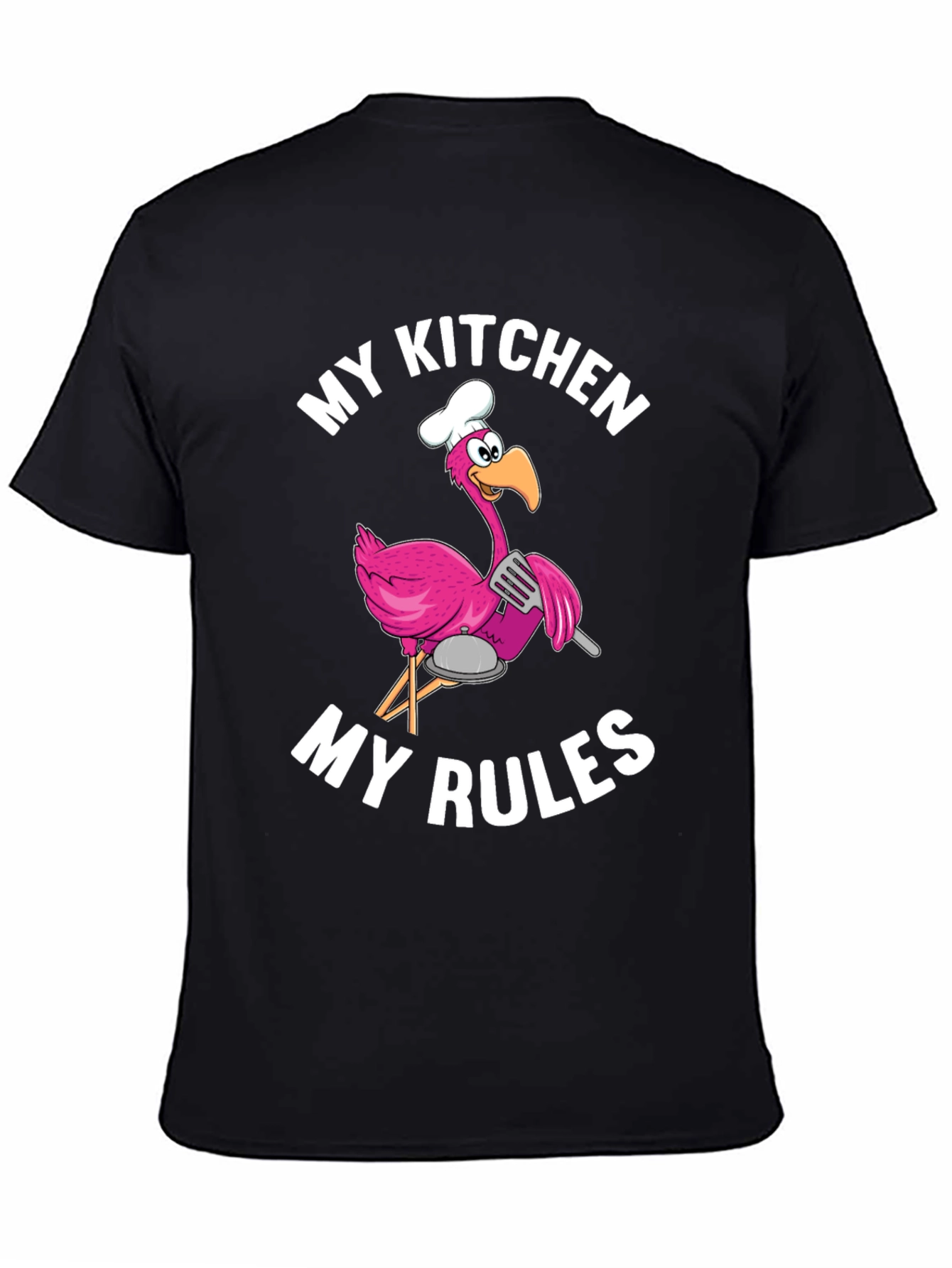 Funny Flamingo Chef T-Shirt - My Kitchen My Rules