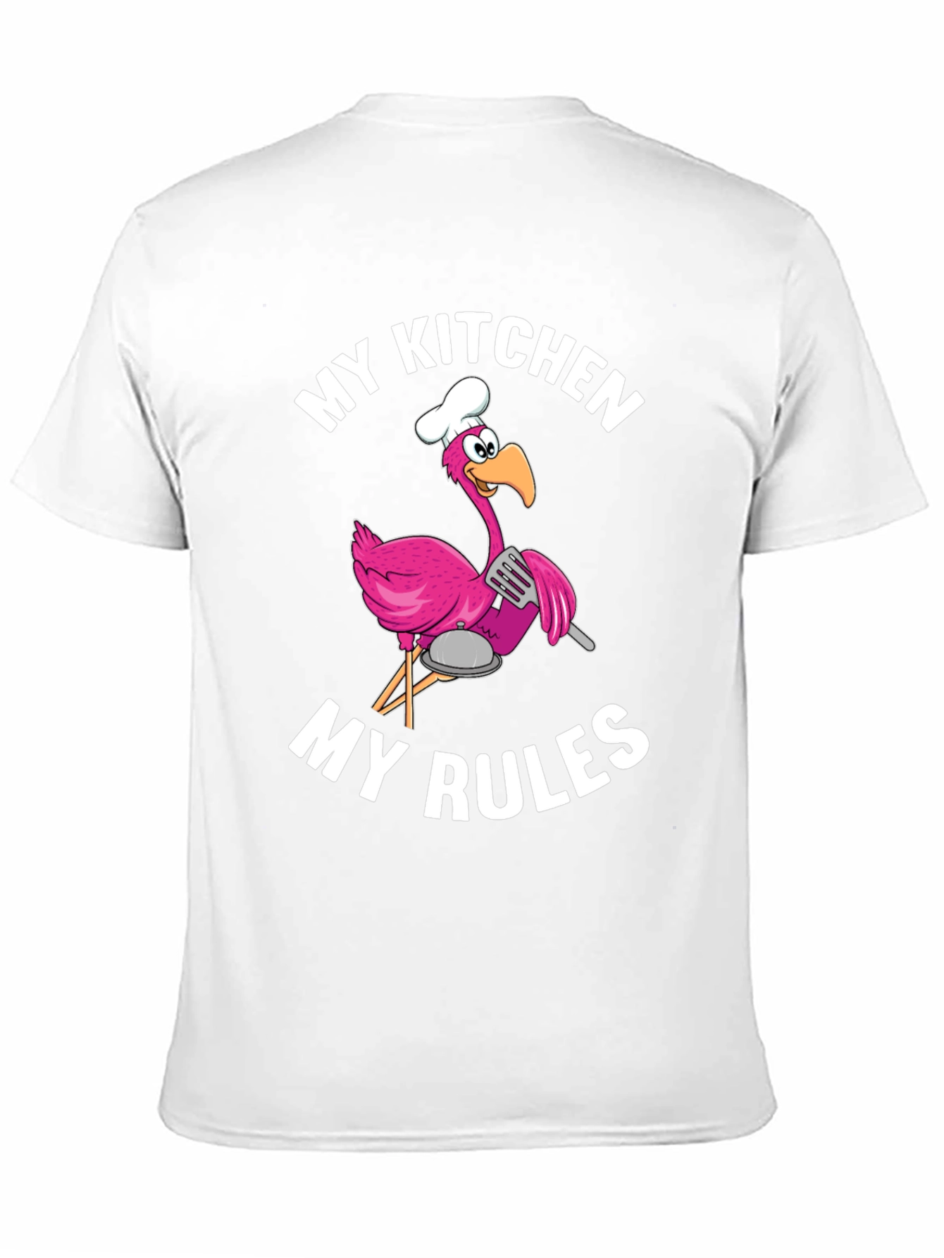 Funny Flamingo Chef T-Shirt - My Kitchen My Rules