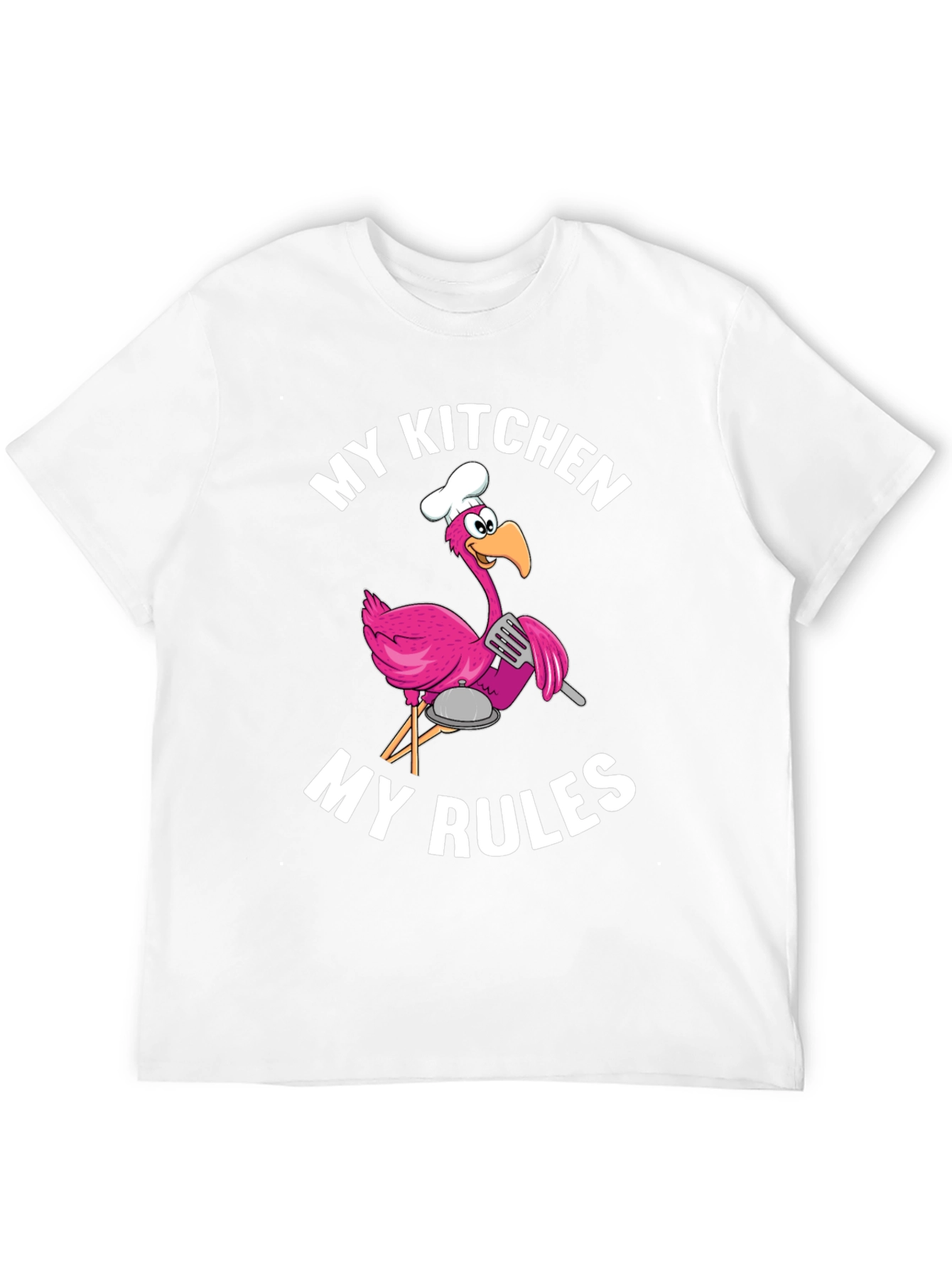 Funny Flamingo Chef T-Shirt - My Kitchen My Rules