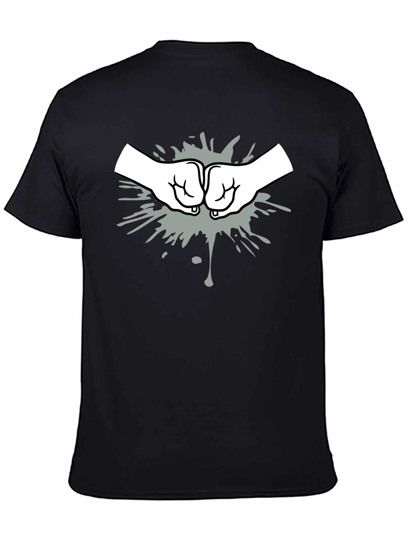 Fist Bump Graphic Print Black T-Shirt