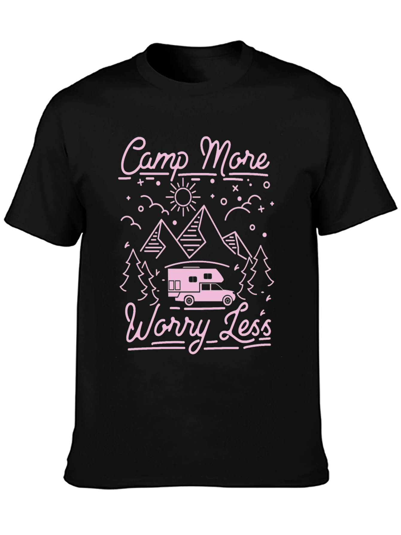 Camp More Worry Less Black T-Shirt