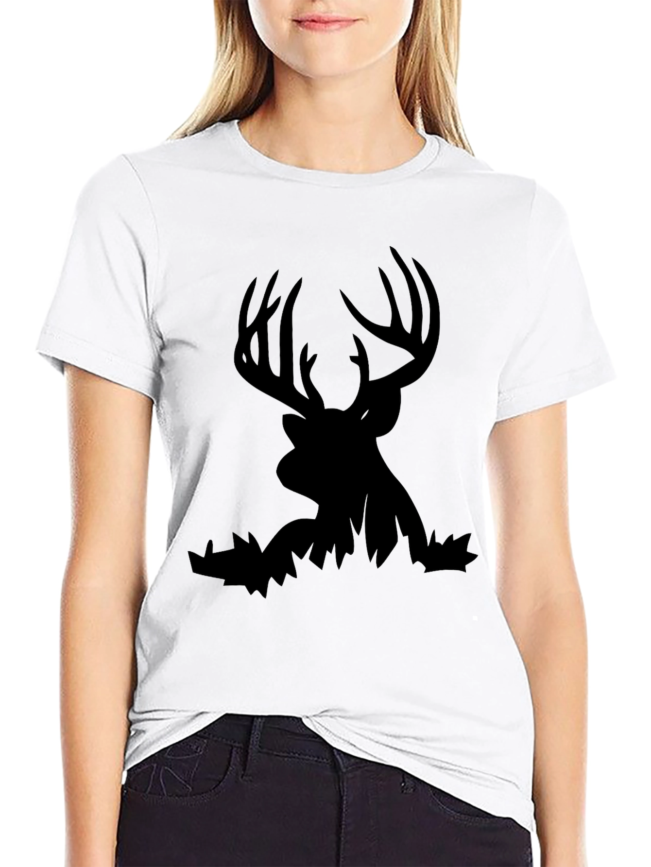 Mens Black Deer Silhouette Graphic Tee