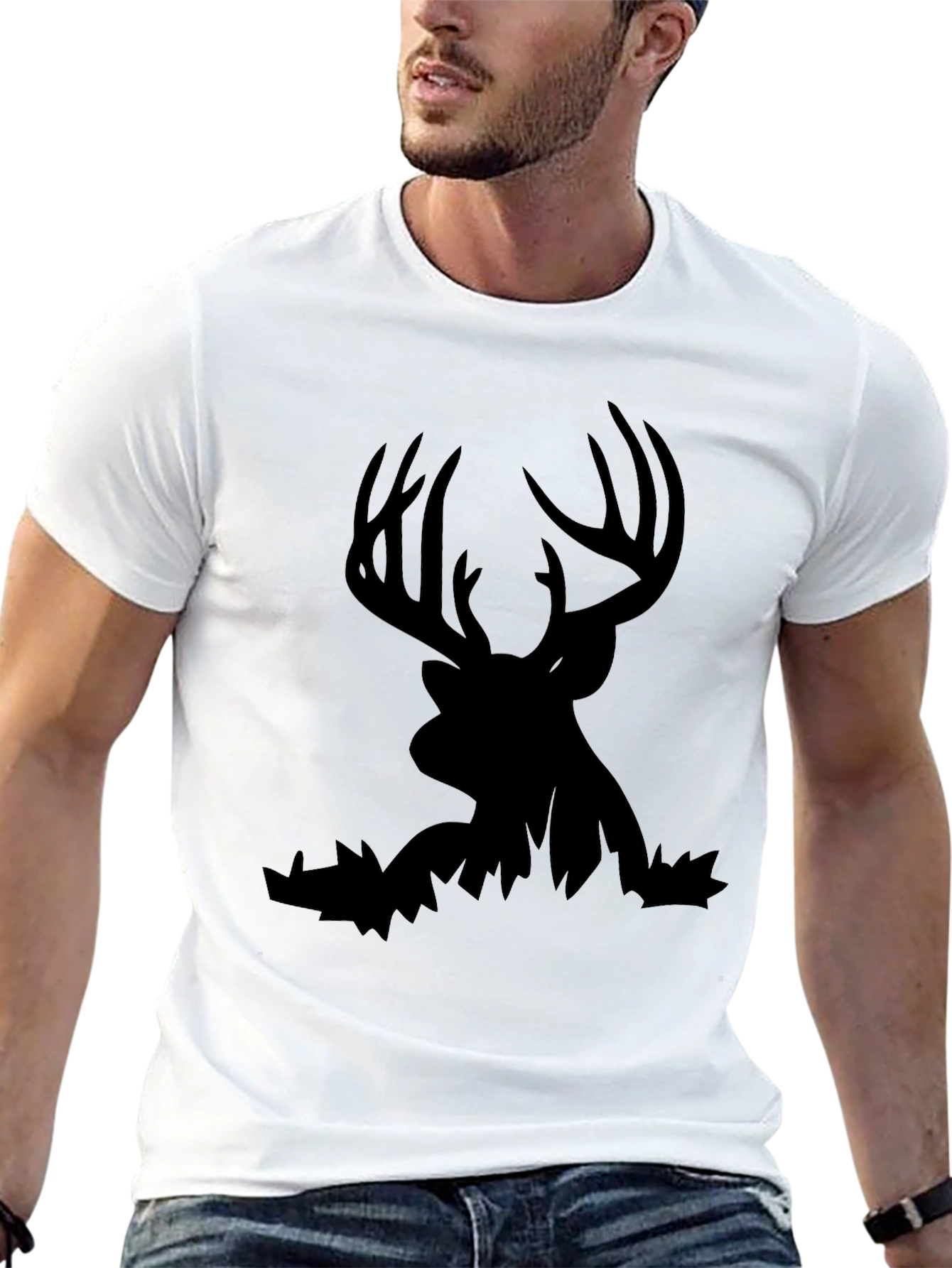Mens Black Deer Silhouette Graphic Tee