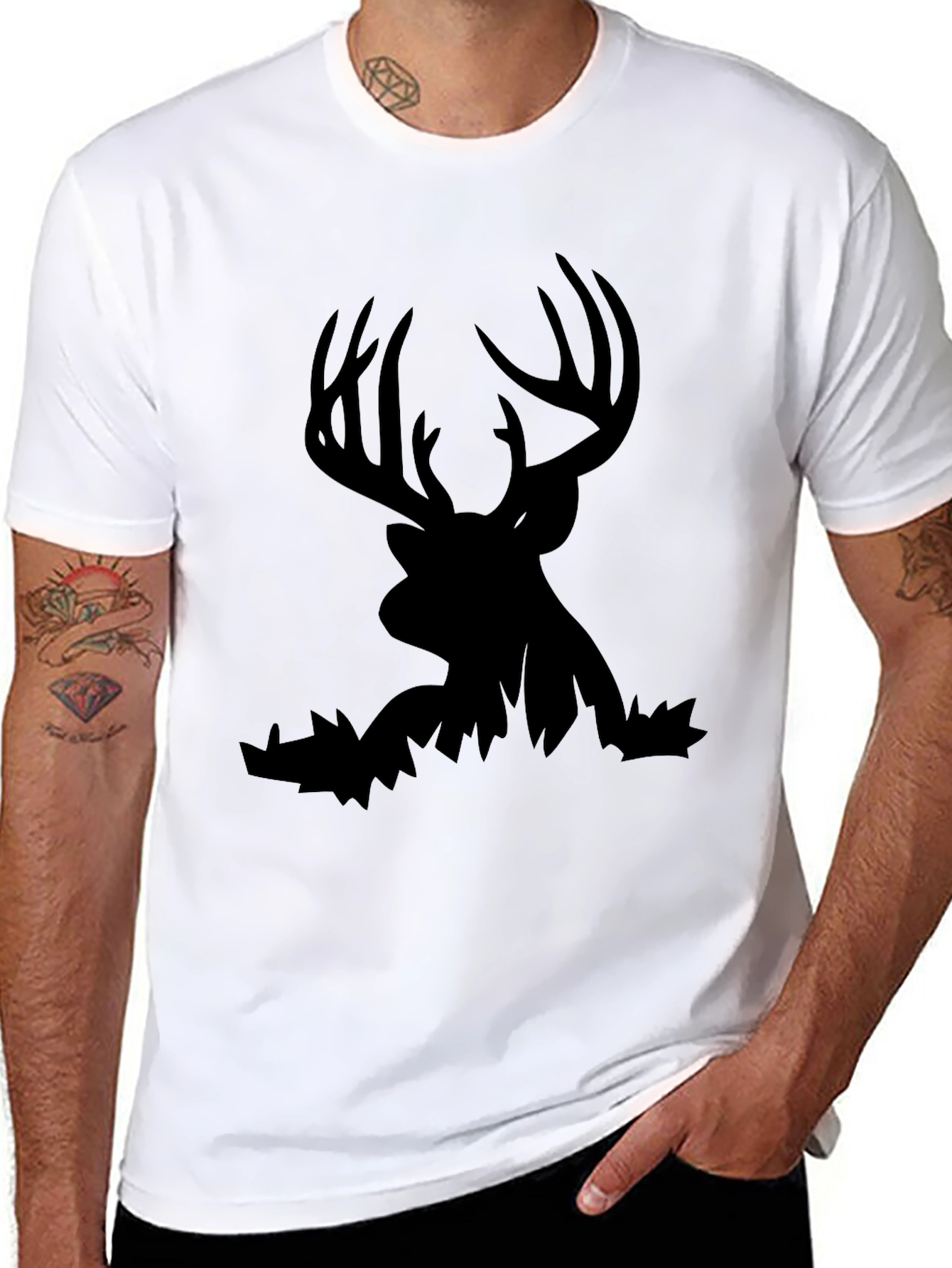Mens Black Deer Silhouette Graphic Tee