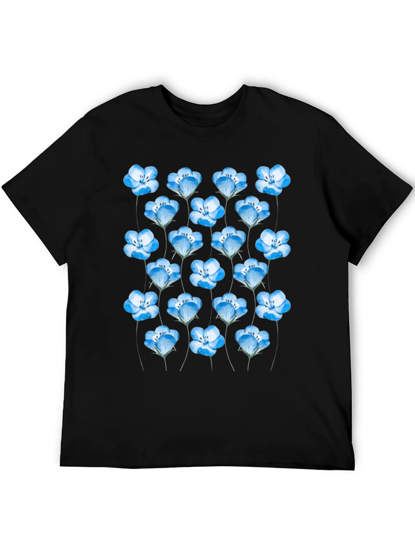 Floral Print Black T-Shirt for Men