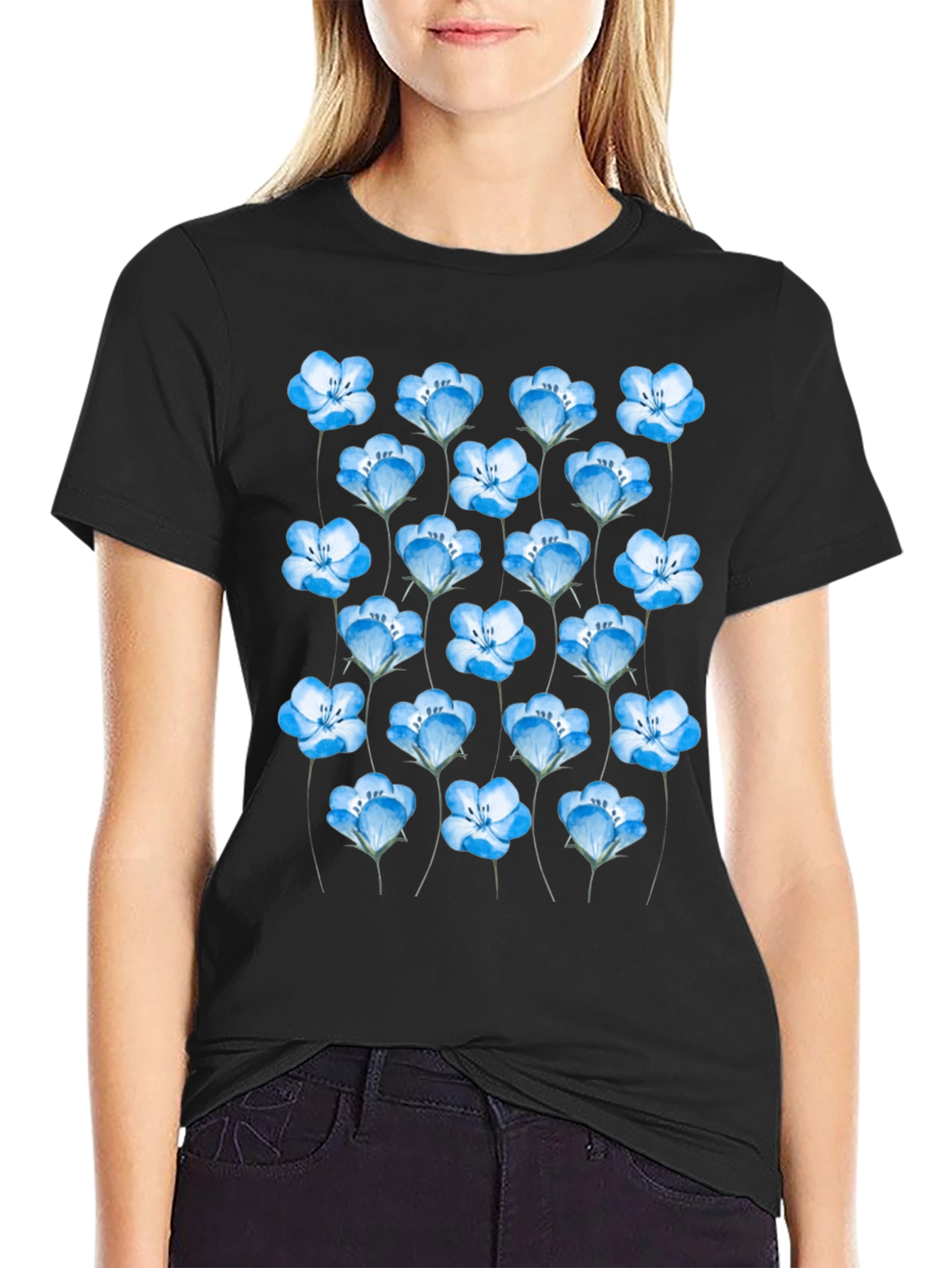 Floral Print Black T-Shirt for Men