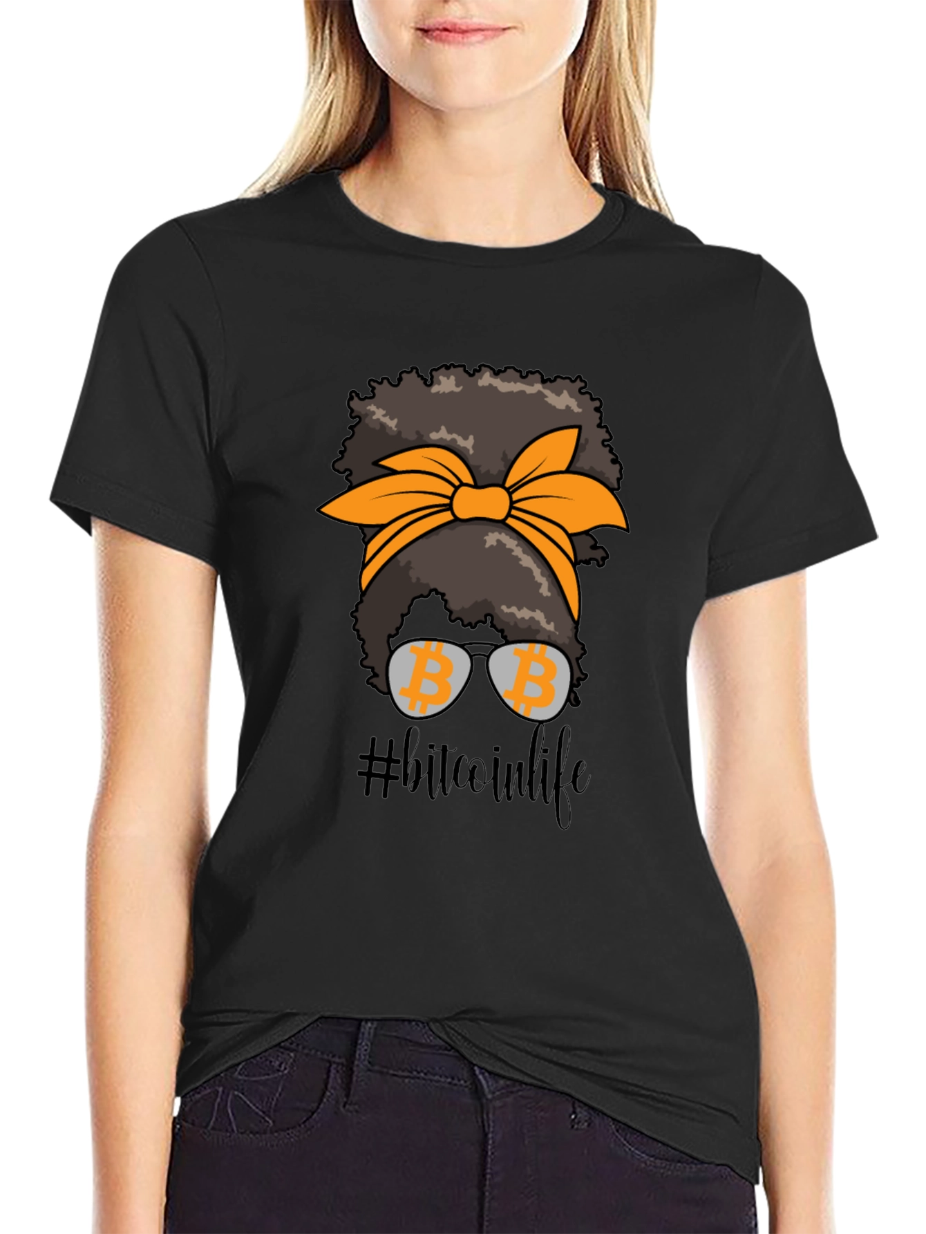 Bitcoin Life Messy Bun T-Shirt Crypto Tee