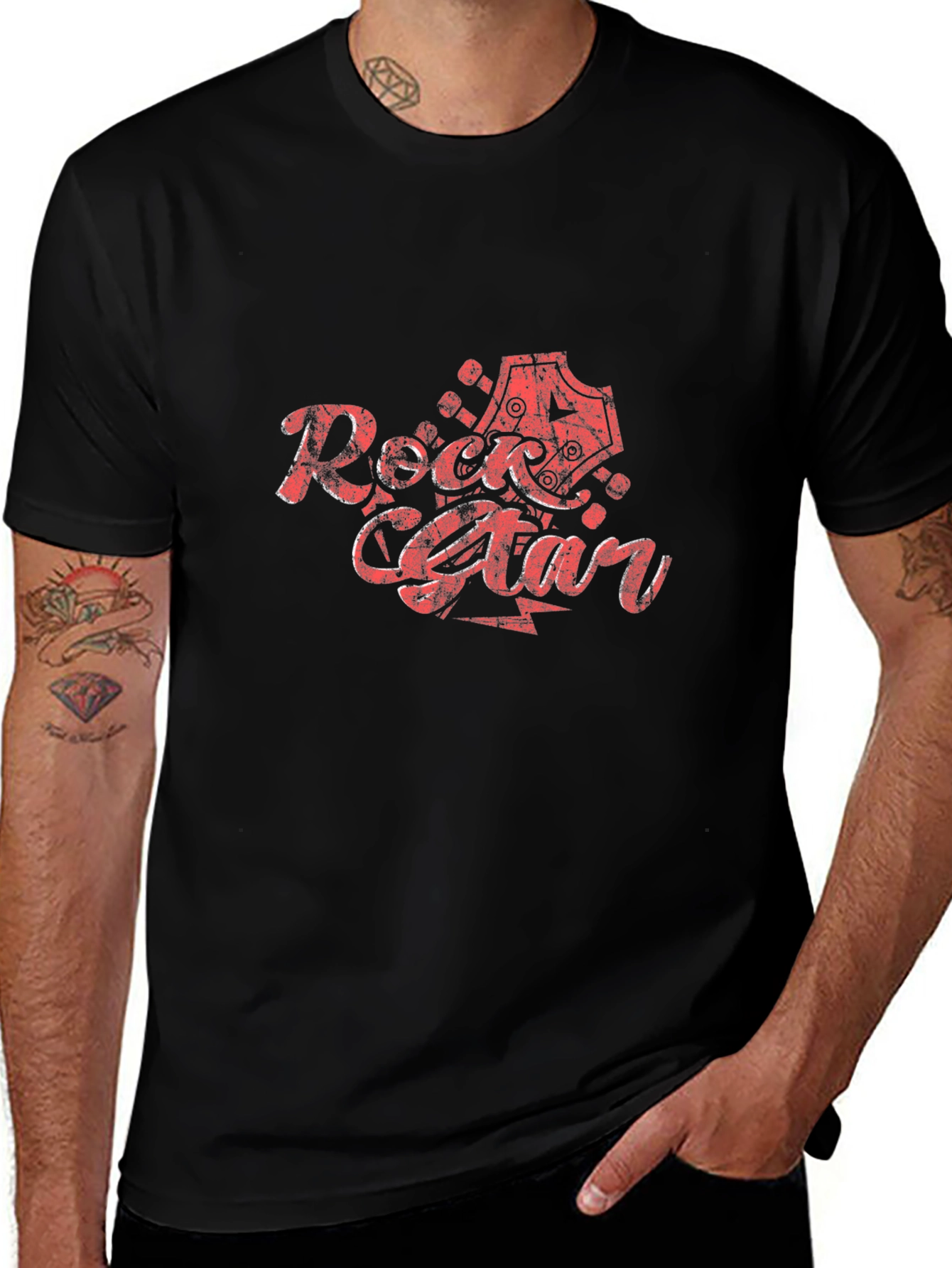 Rock Star Graphic Print T-Shirt - Black