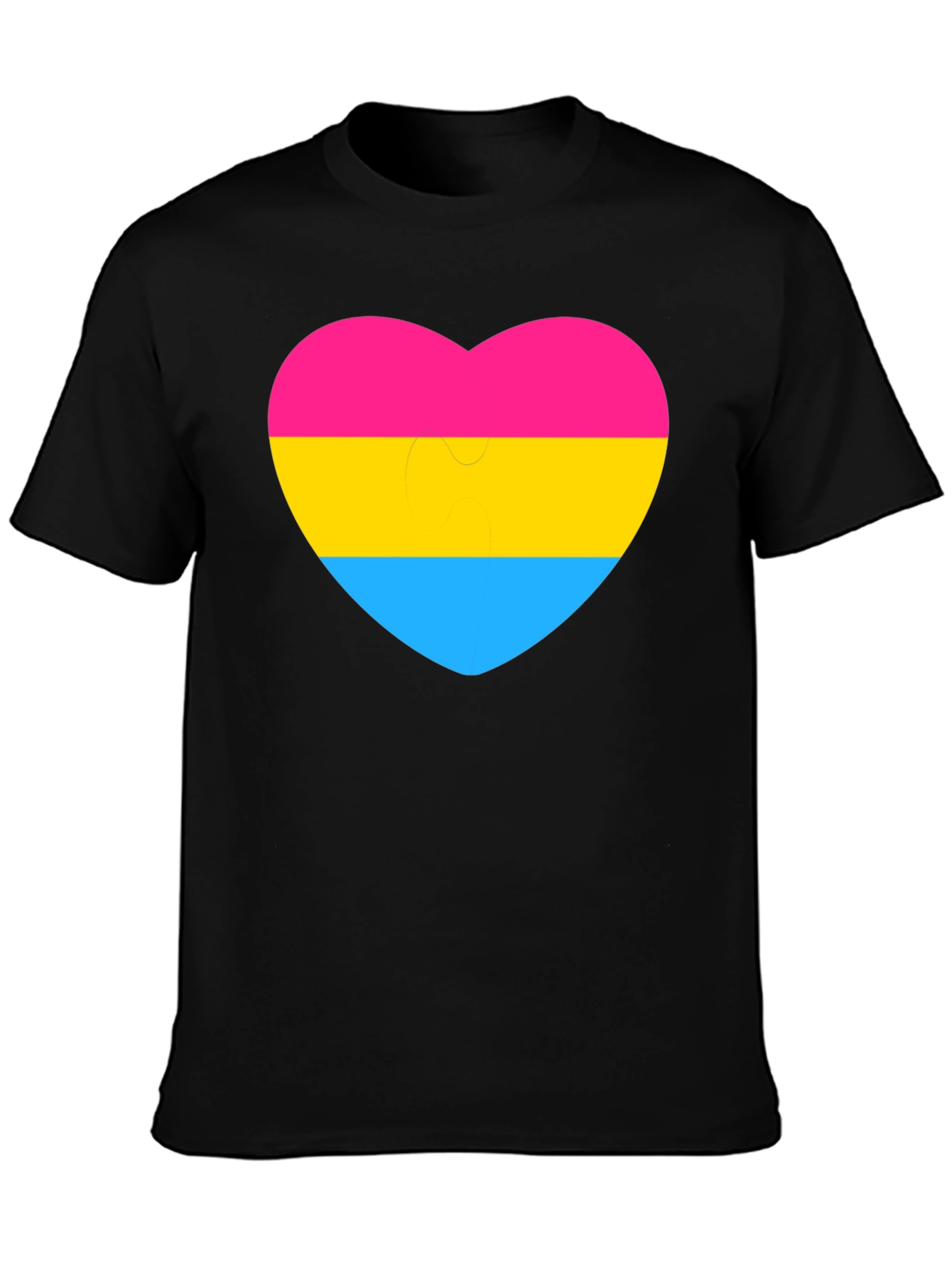 Pansexual Pride Heart Graphic Tee - Black