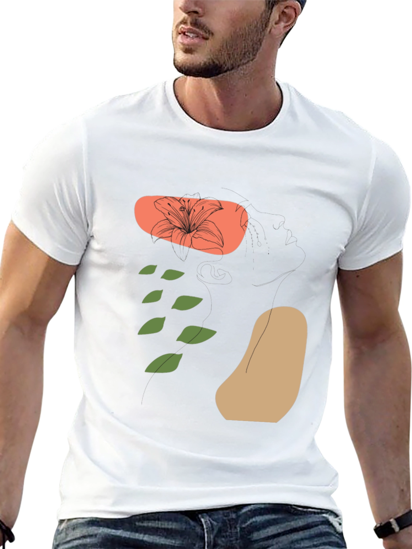 Floral Graphic Print Black Tee