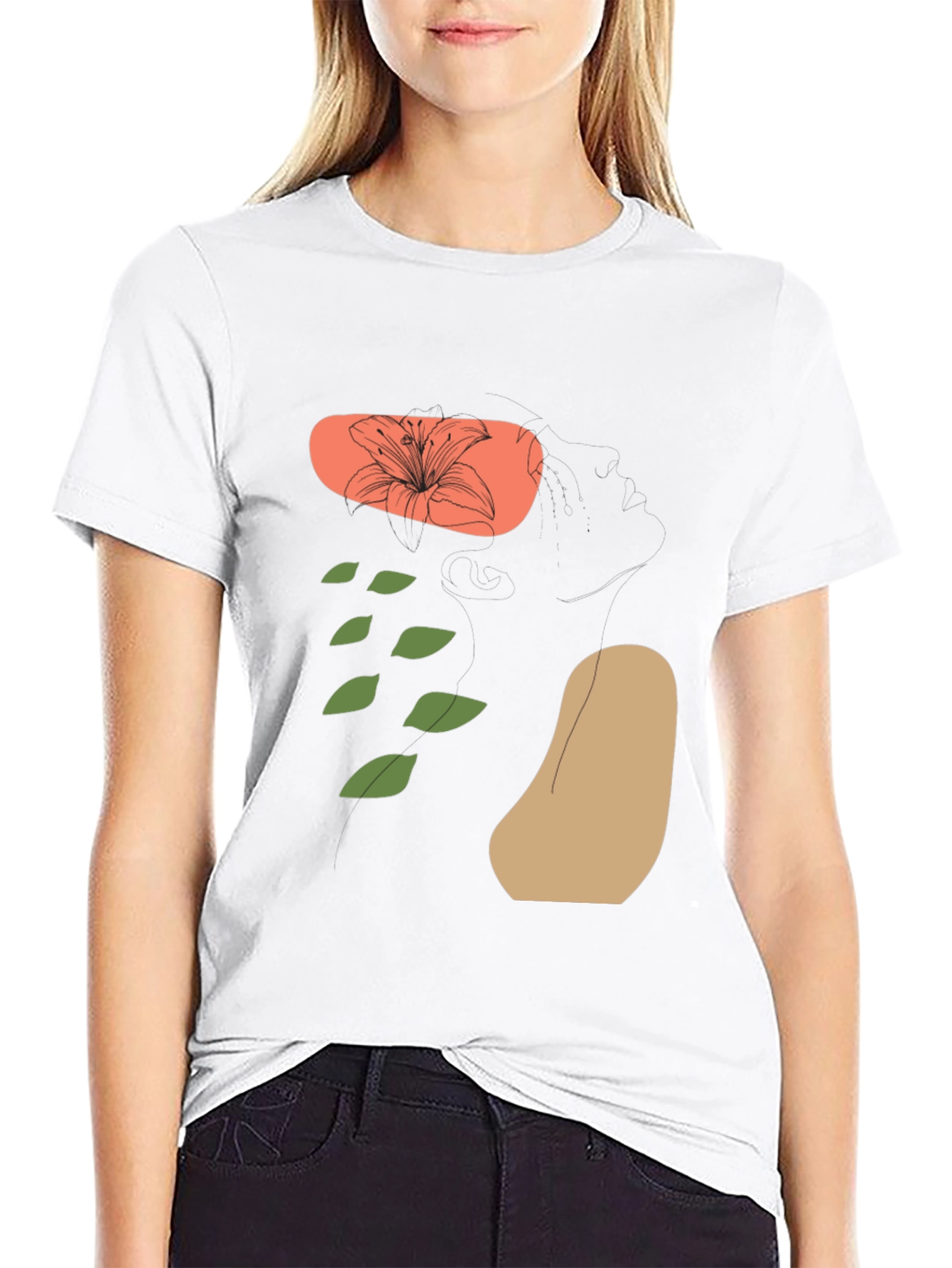 Floral Graphic Print Black Tee