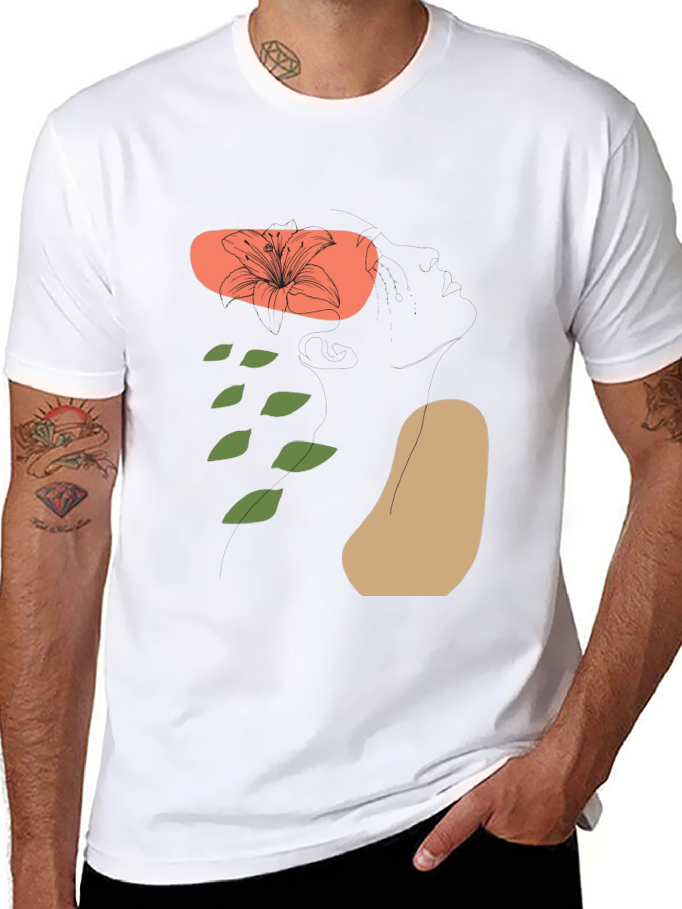 Floral Graphic Print Black Tee