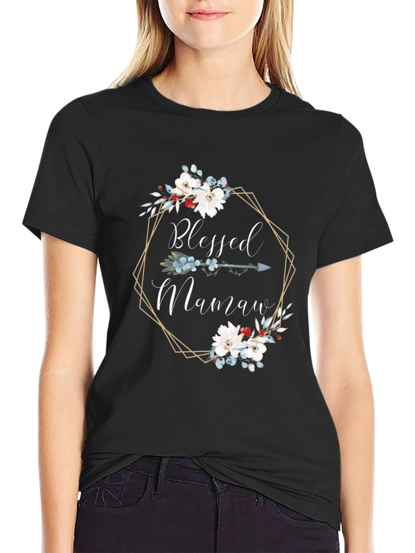 Blessed Mamaw Floral Arrow T-Shirt