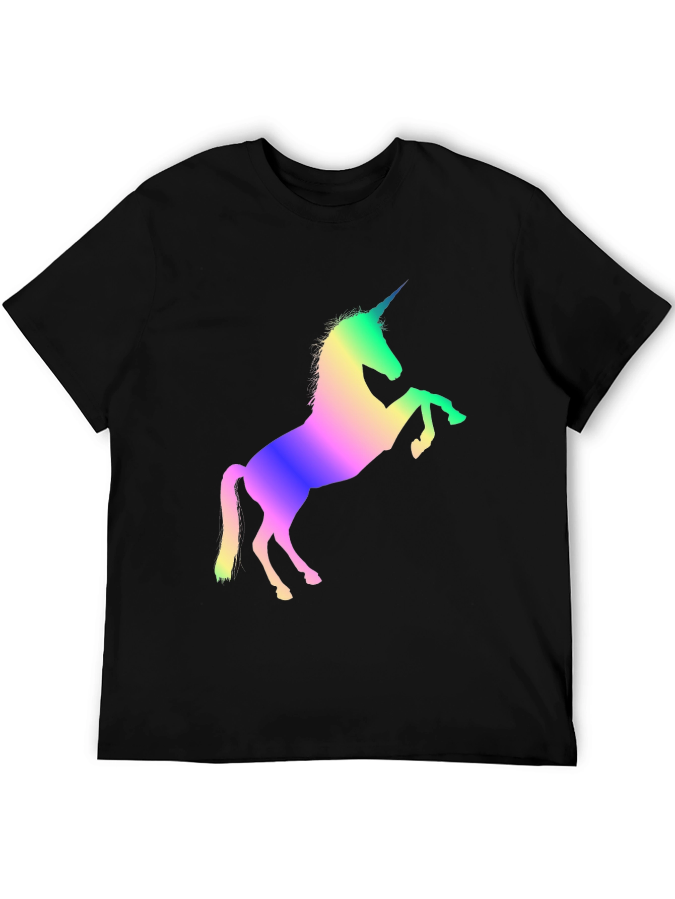 Rainbow Unicorn Graphic Black T-Shirt