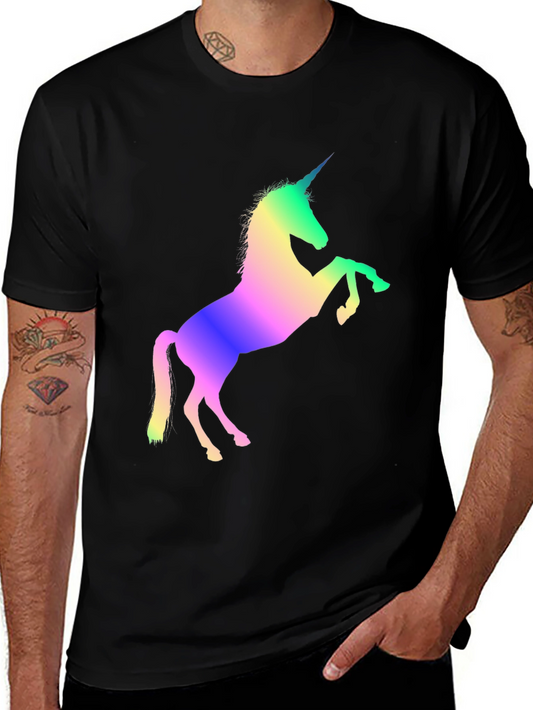 Rainbow Unicorn Graphic Black T-Shirt