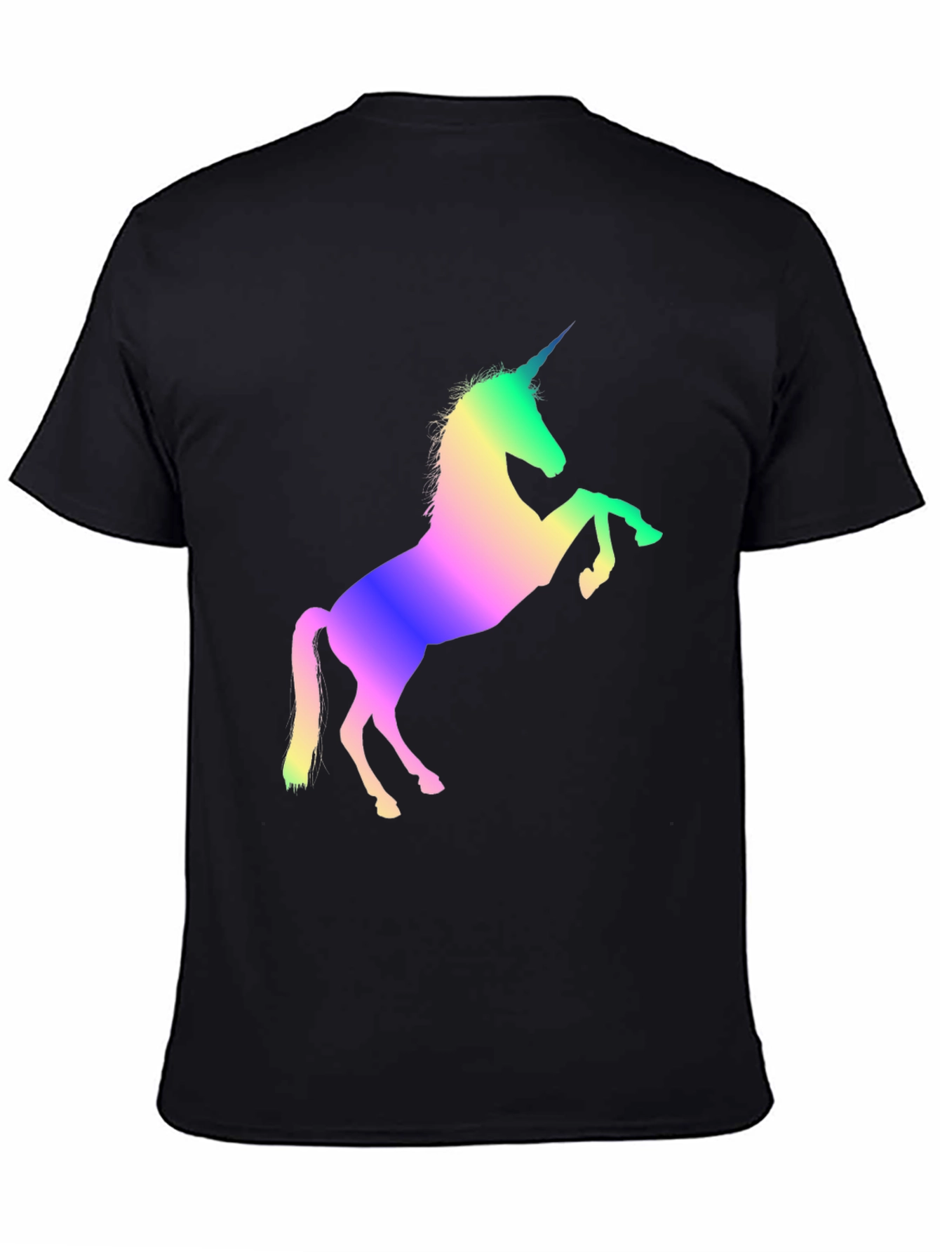 Rainbow Unicorn Graphic Black T-Shirt