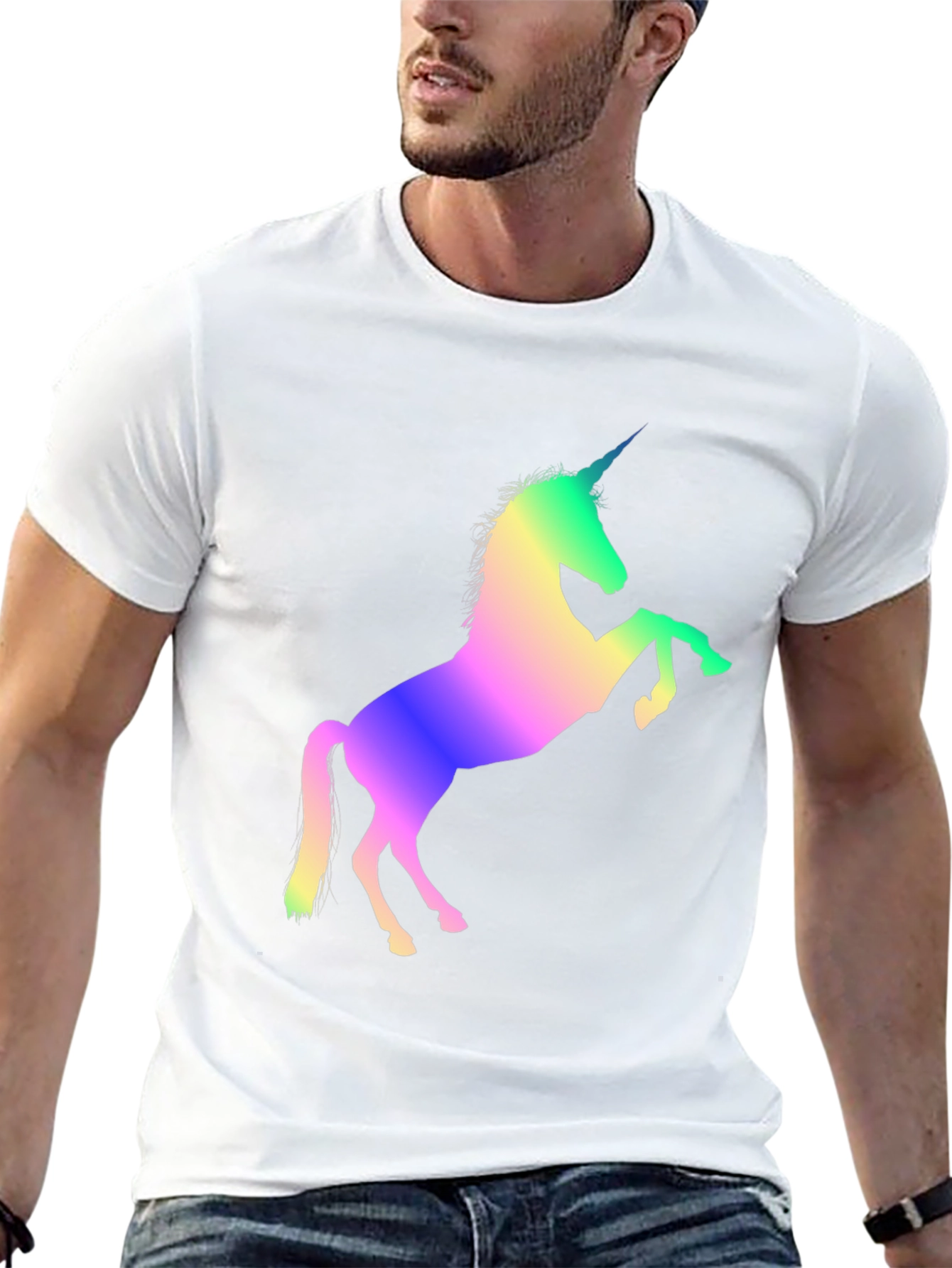 Rainbow Unicorn Graphic Black T-Shirt