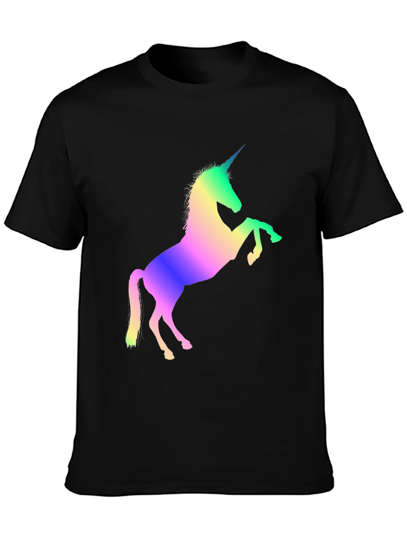 Rainbow Unicorn Graphic Black T-Shirt