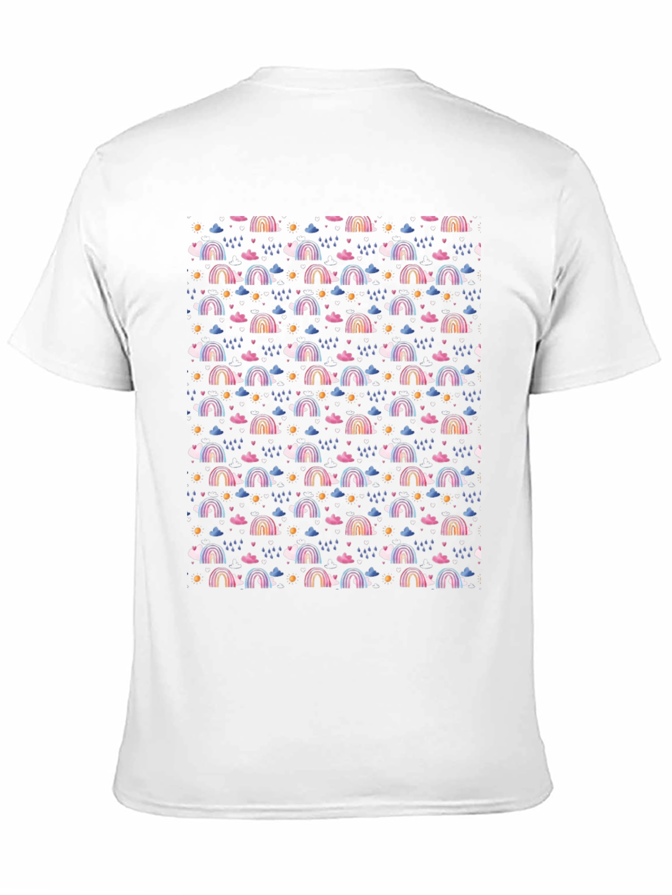 Rainbow Cloud Pattern Black T-Shirt