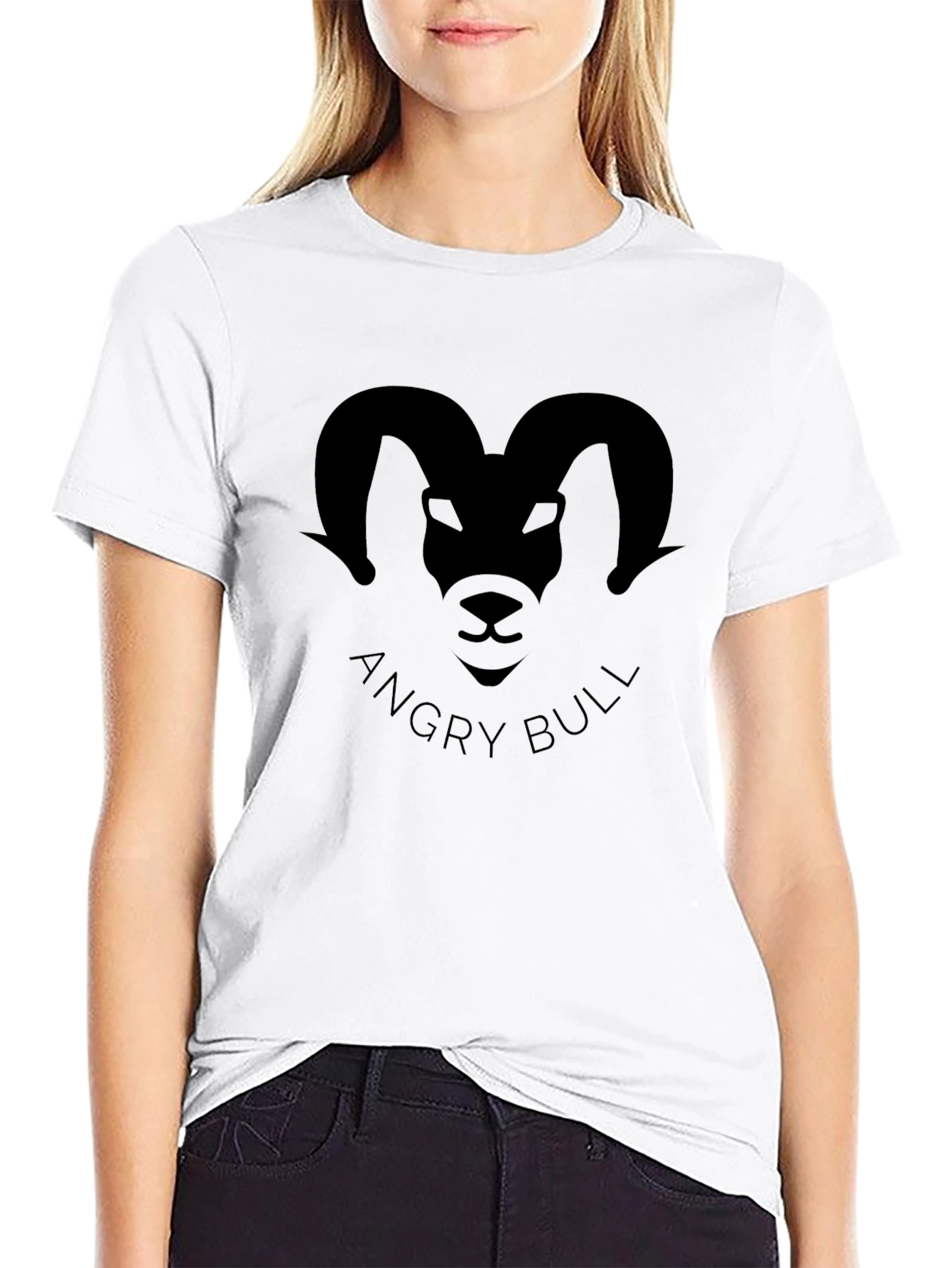 Angry Bull Graphic Tee - Black Cotton Blend
