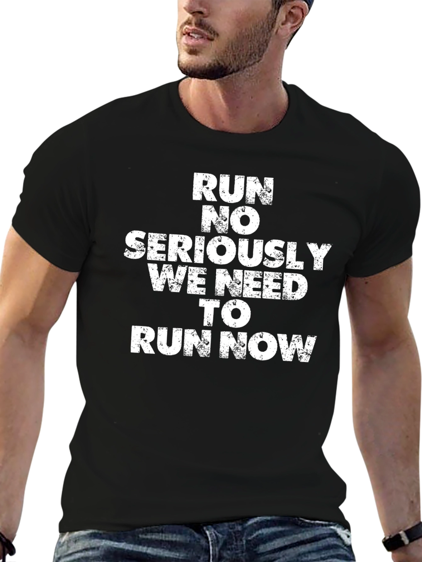 Run No Seriously Mens Black Graphic Tee