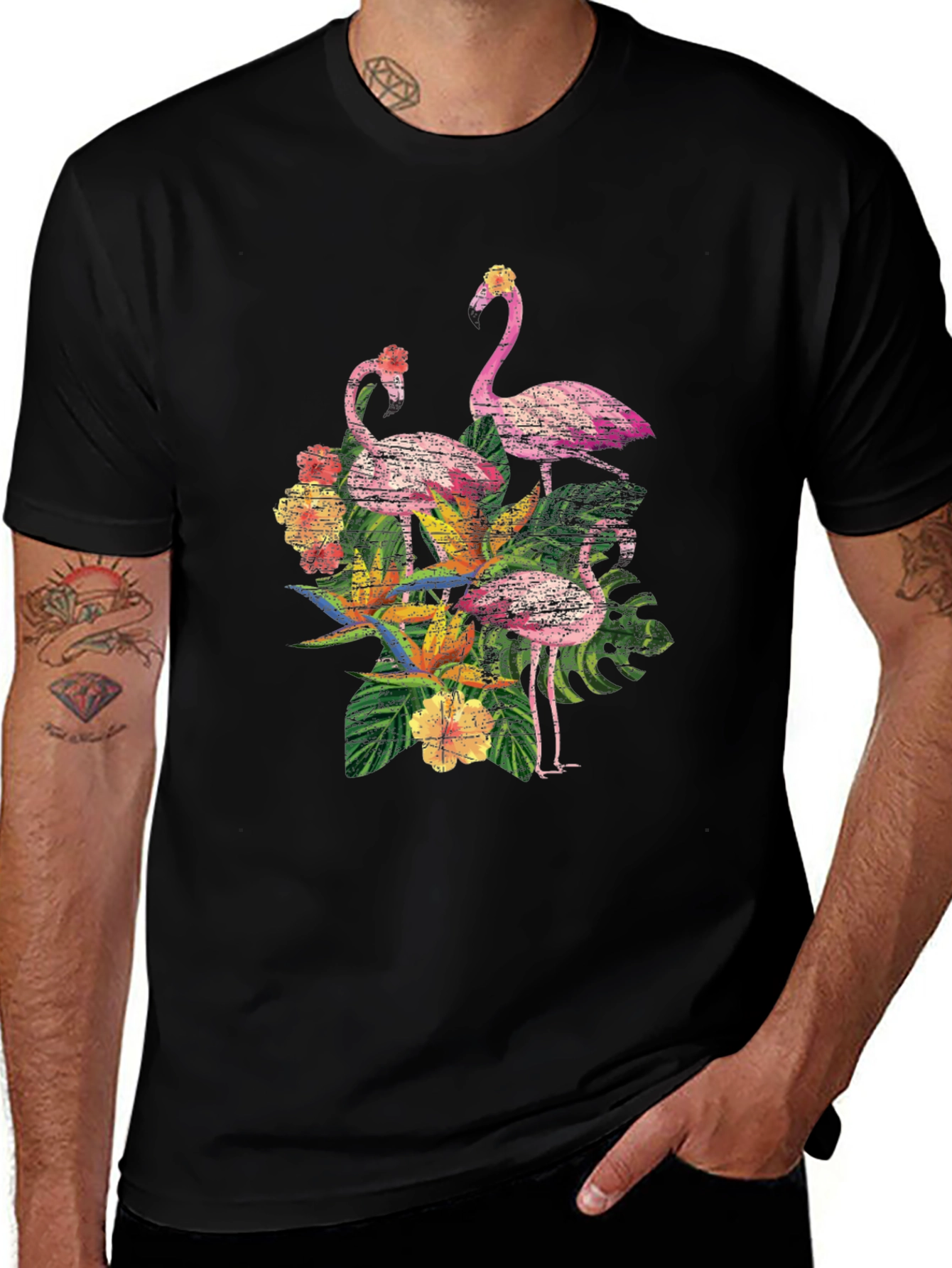 Tropical Flamingo Graphic Tee - Island Vibes