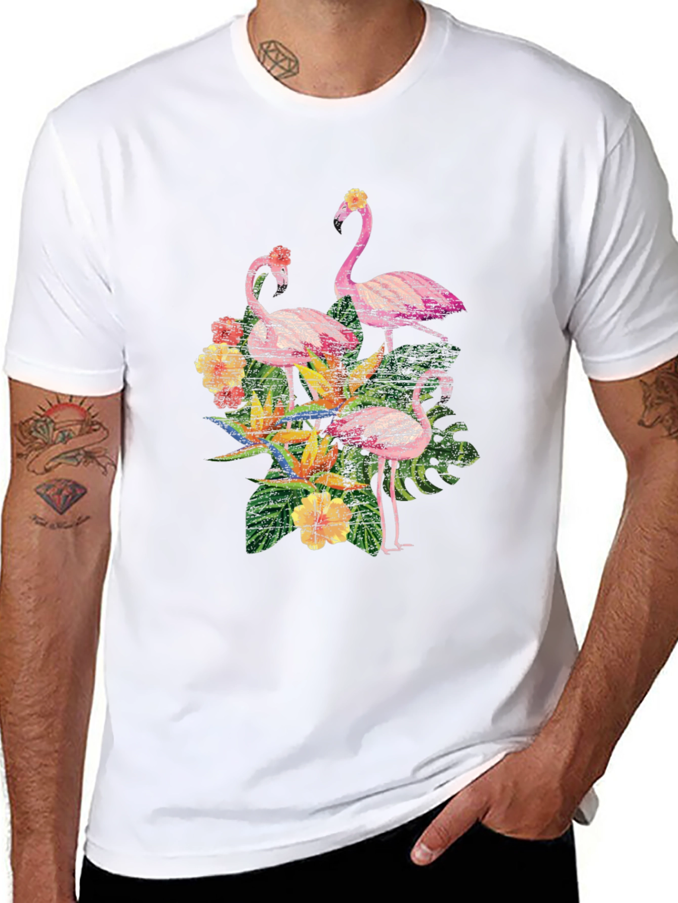Tropical Flamingo Graphic Tee - Island Vibes