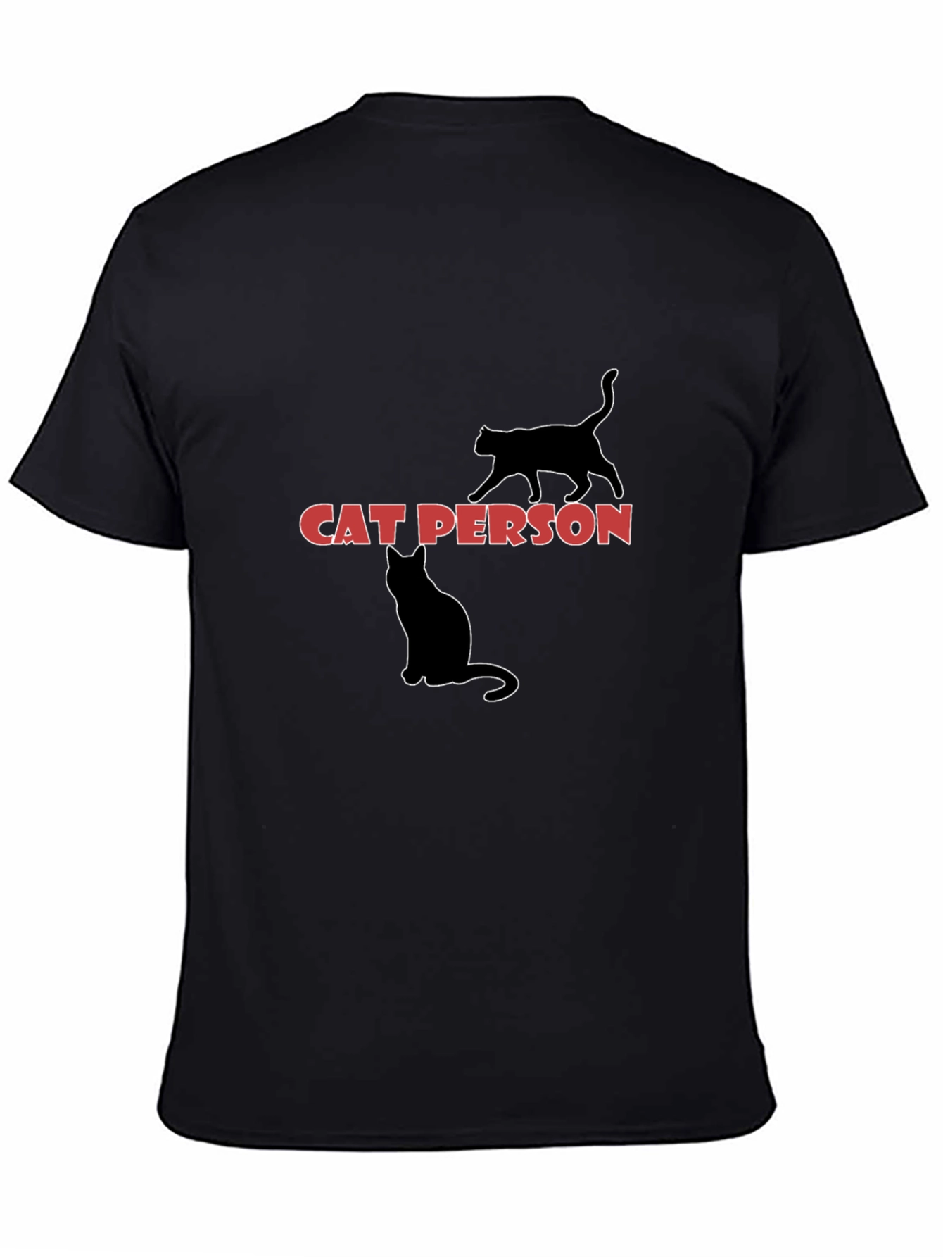 Cat Person Graphic T-Shirt - Black