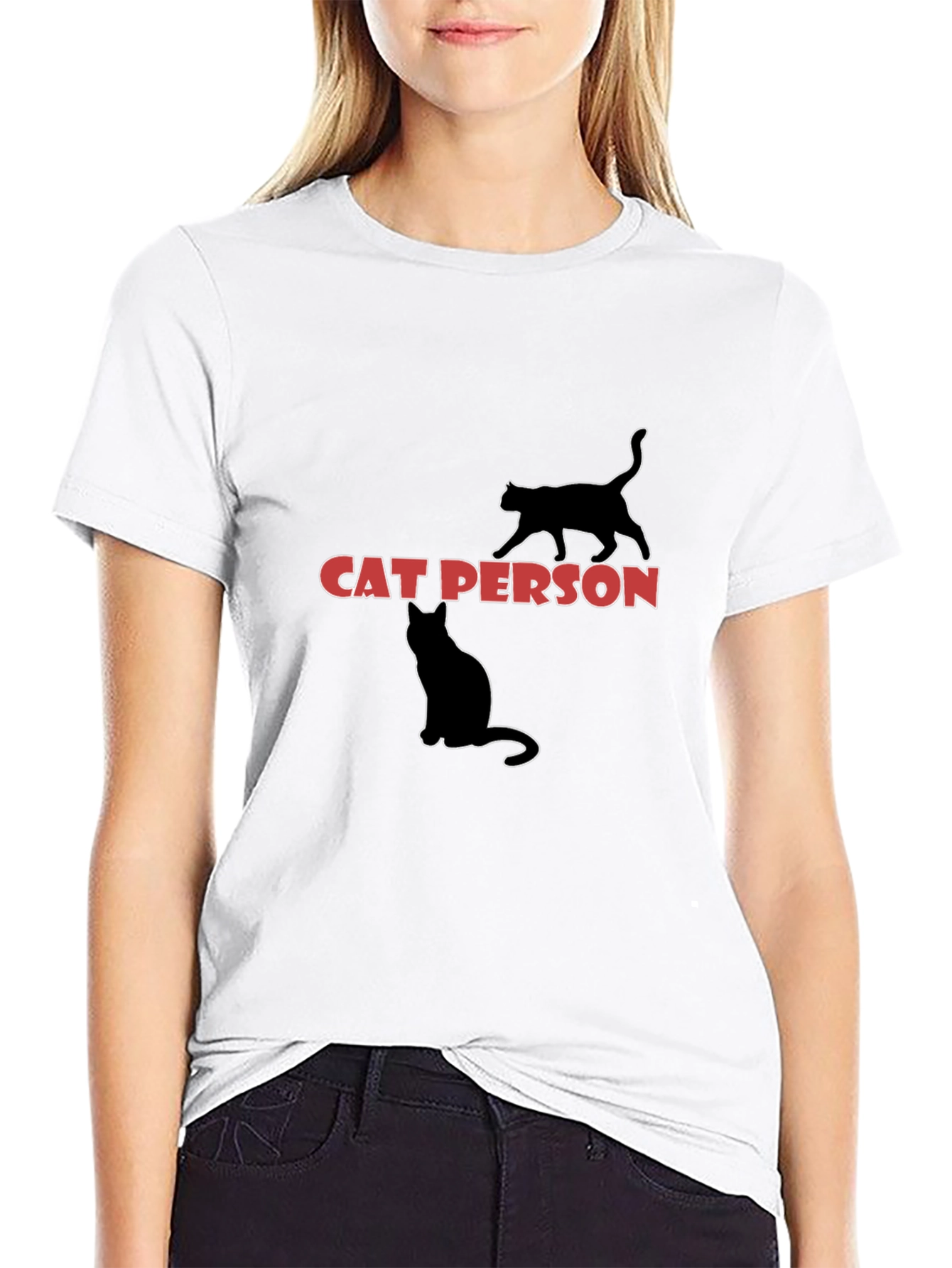 Cat Person Graphic T-Shirt - Black