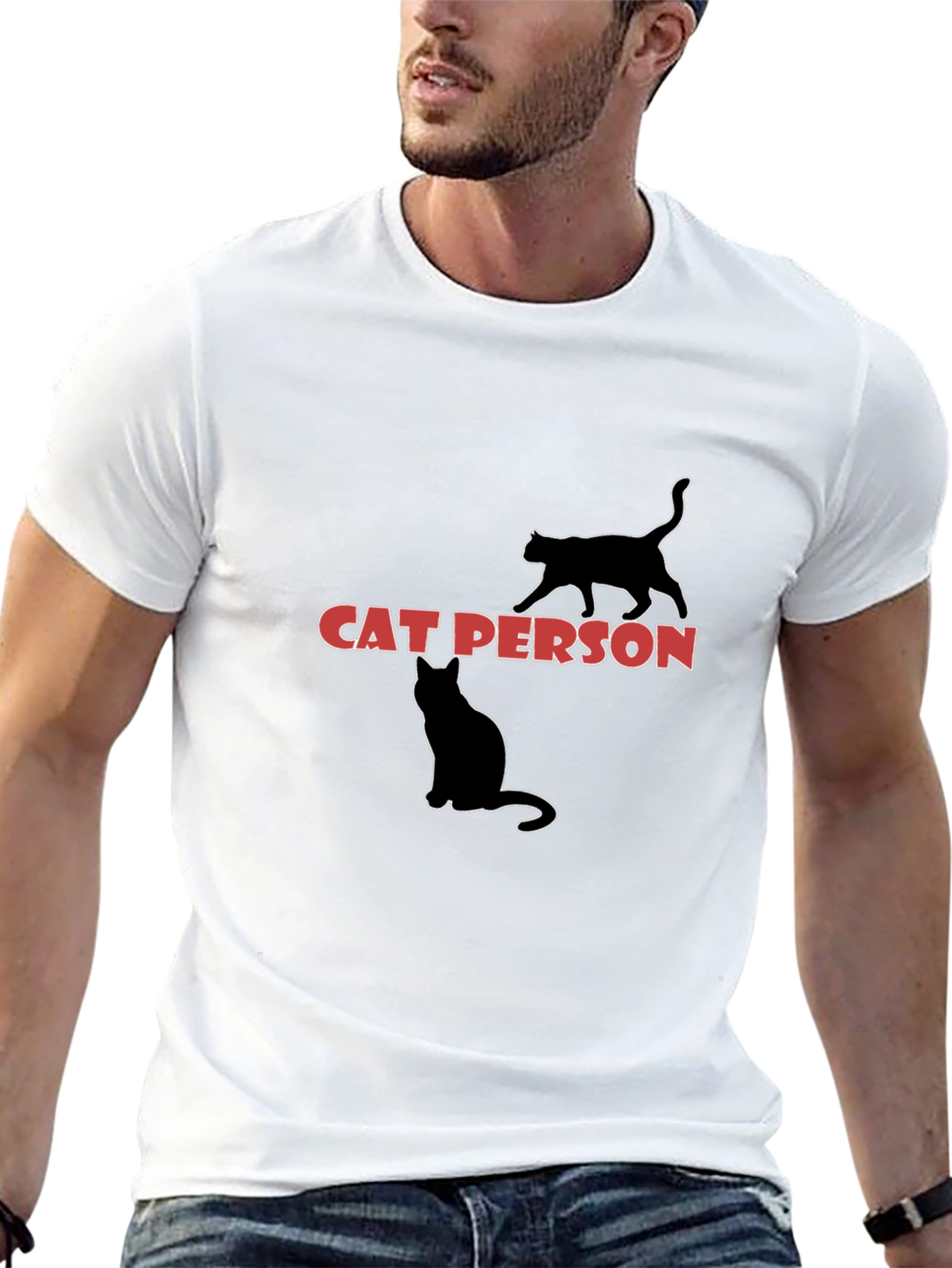 Cat Person Graphic T-Shirt - Black