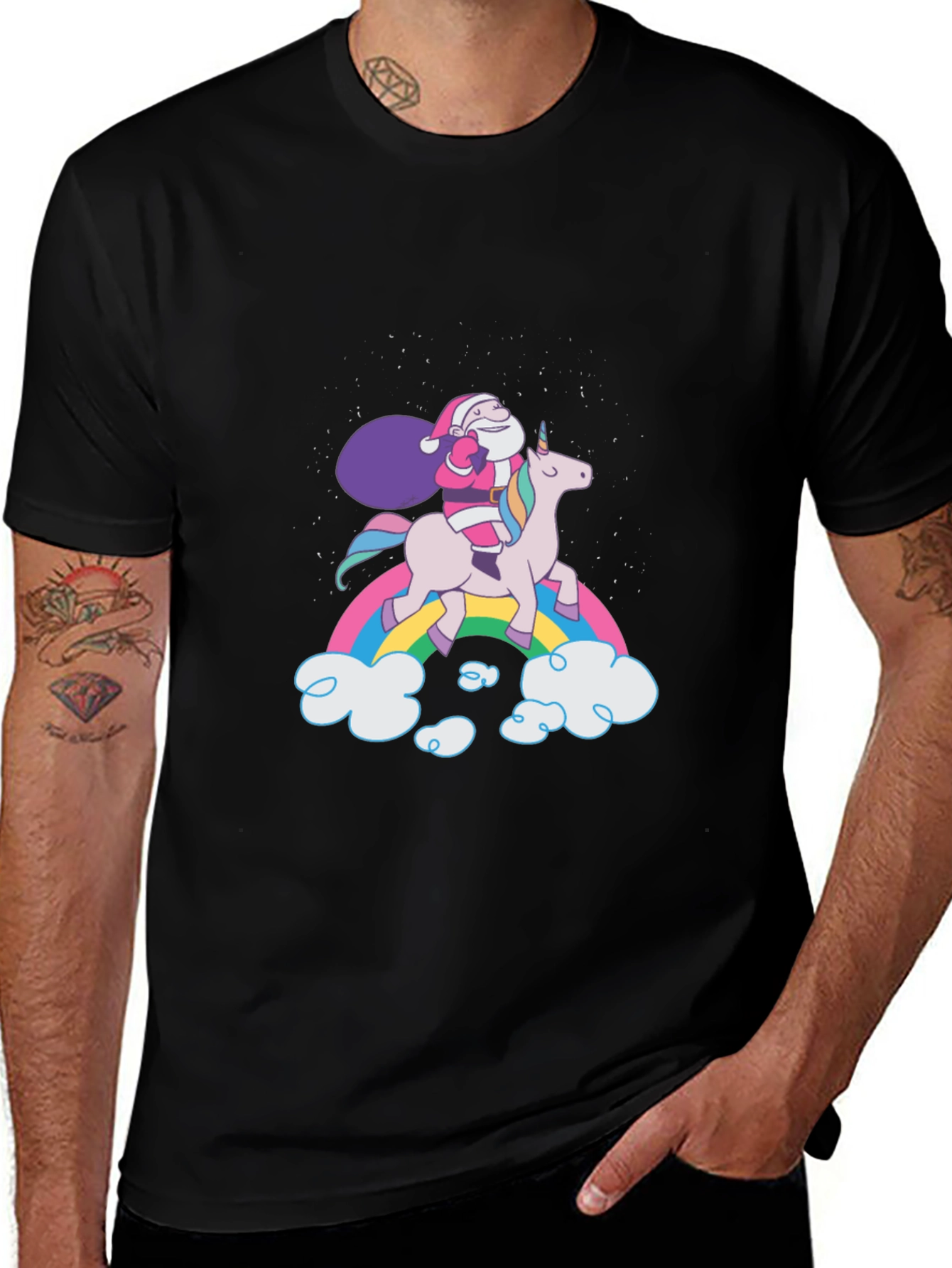 Santa Riding Unicorn T-Shirt