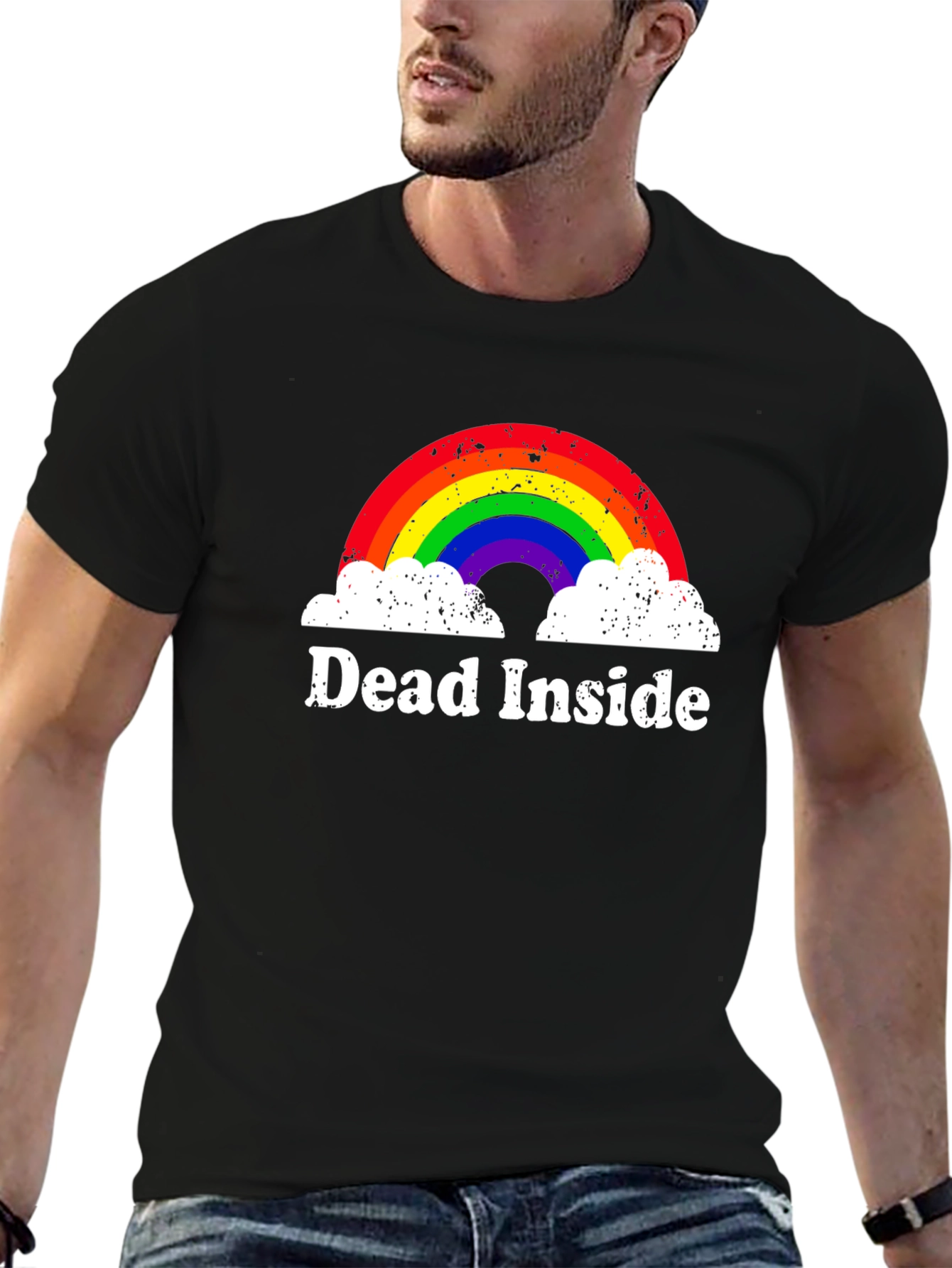 Dead Inside Rainbow T-Shirt - Unisex Black Tee